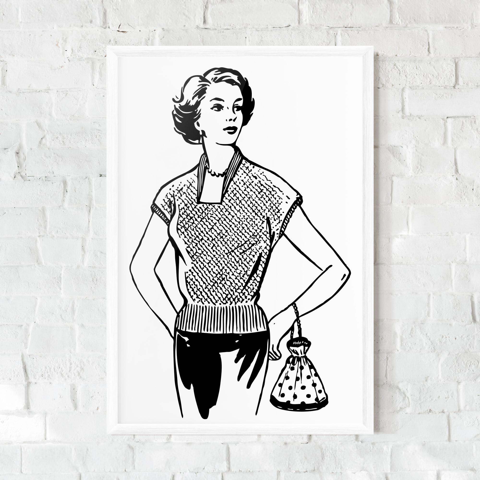 Poster Înrămat Vintage Girl Line mockup 0