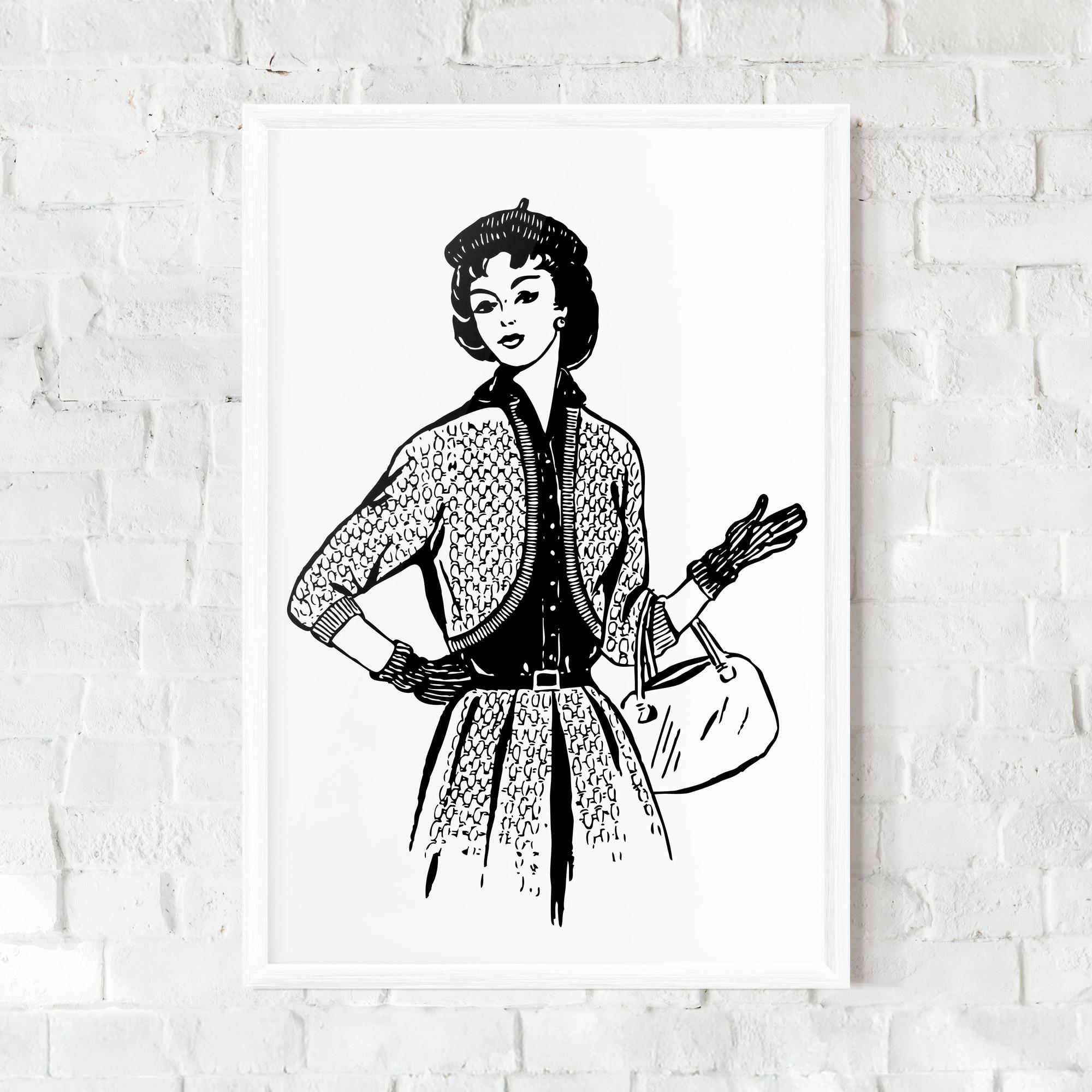 Poster Înrămat Vintage Woman Line mockup 0