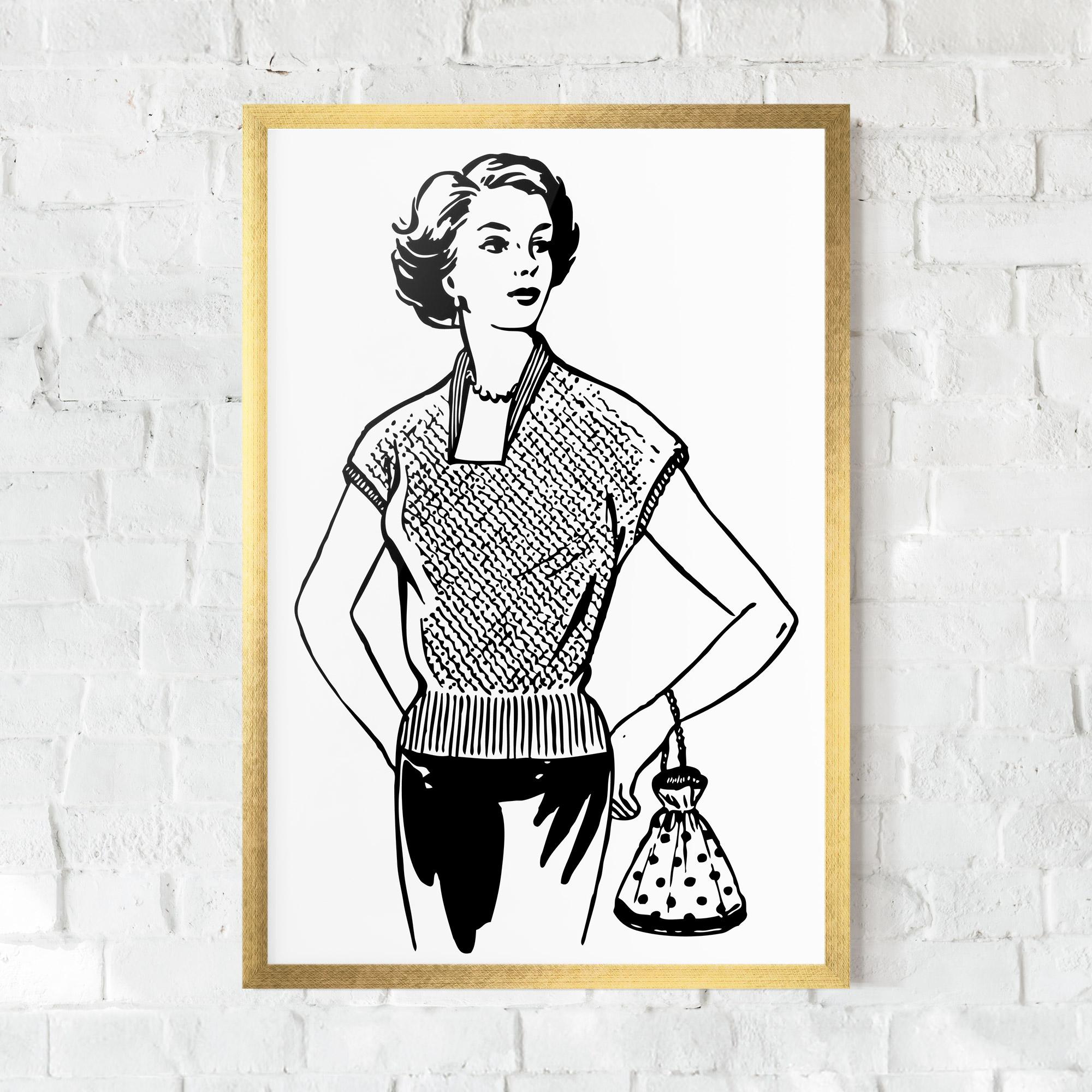Poster Înrămat Vintage Girl Line mockup 0
