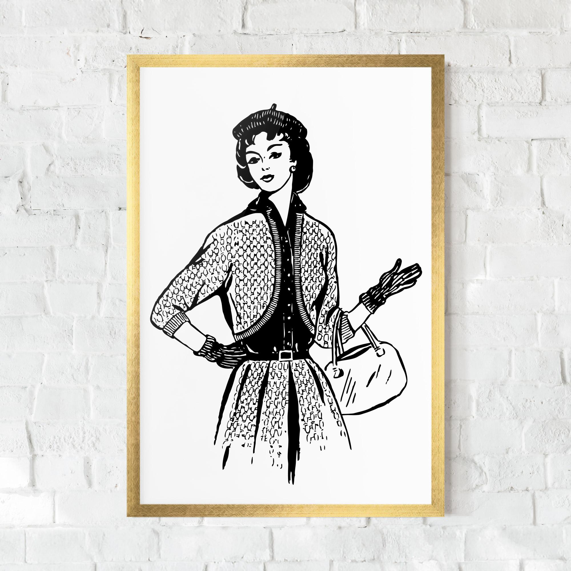 Poster Înrămat Vintage Woman Line mockup 0