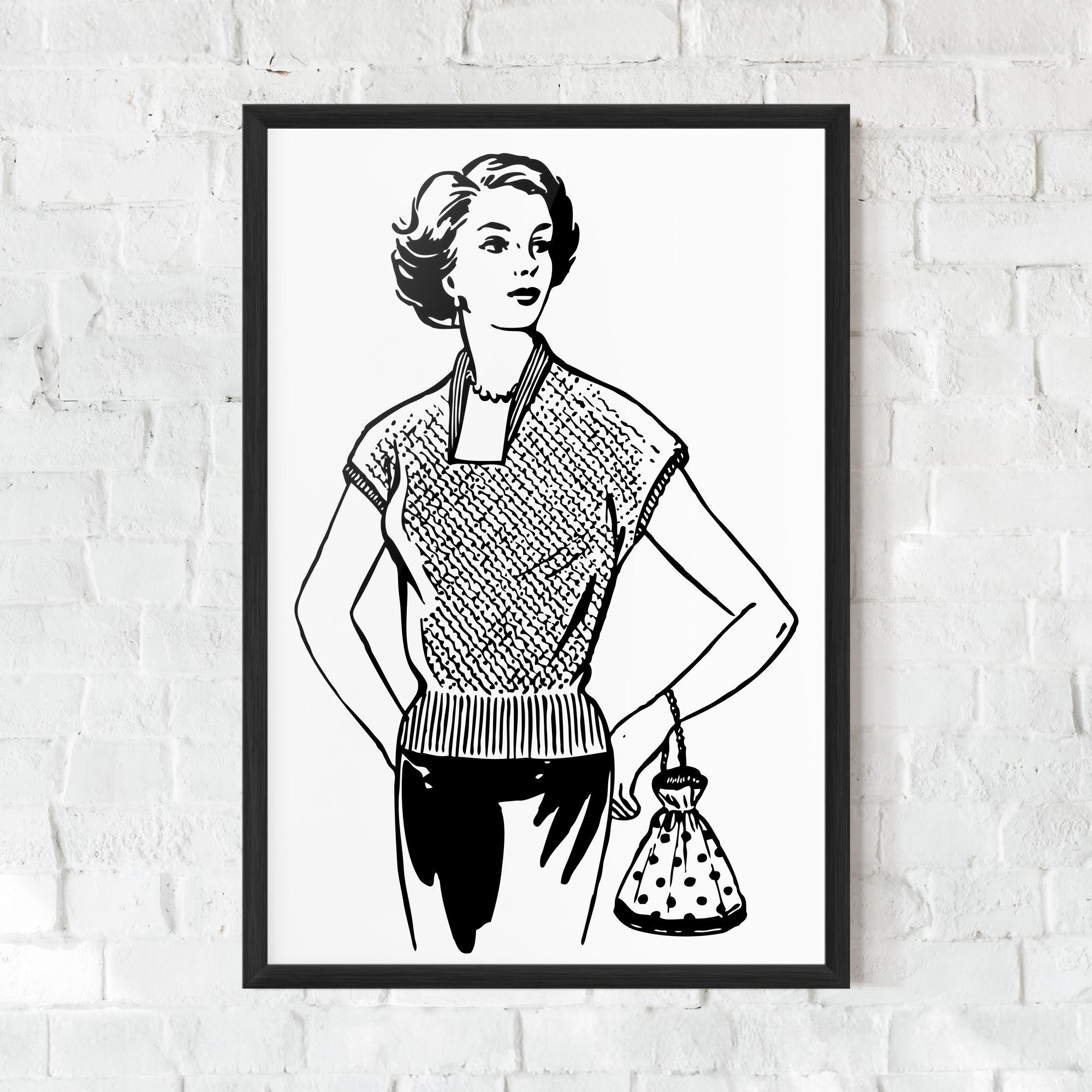 Poster Înrămat Vintage Girl Line mockup 0