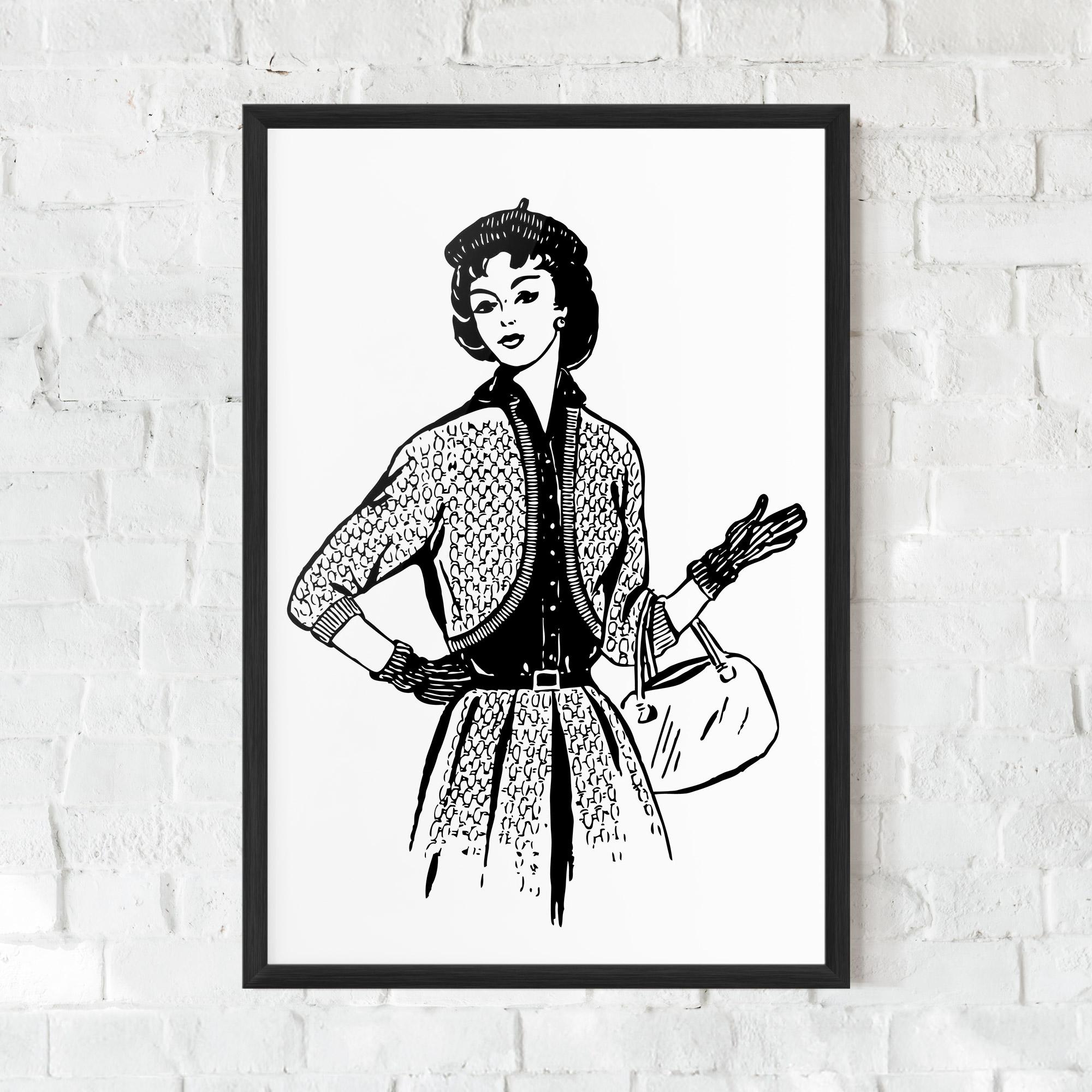 Poster Înrămat Vintage Woman Line mockup 0