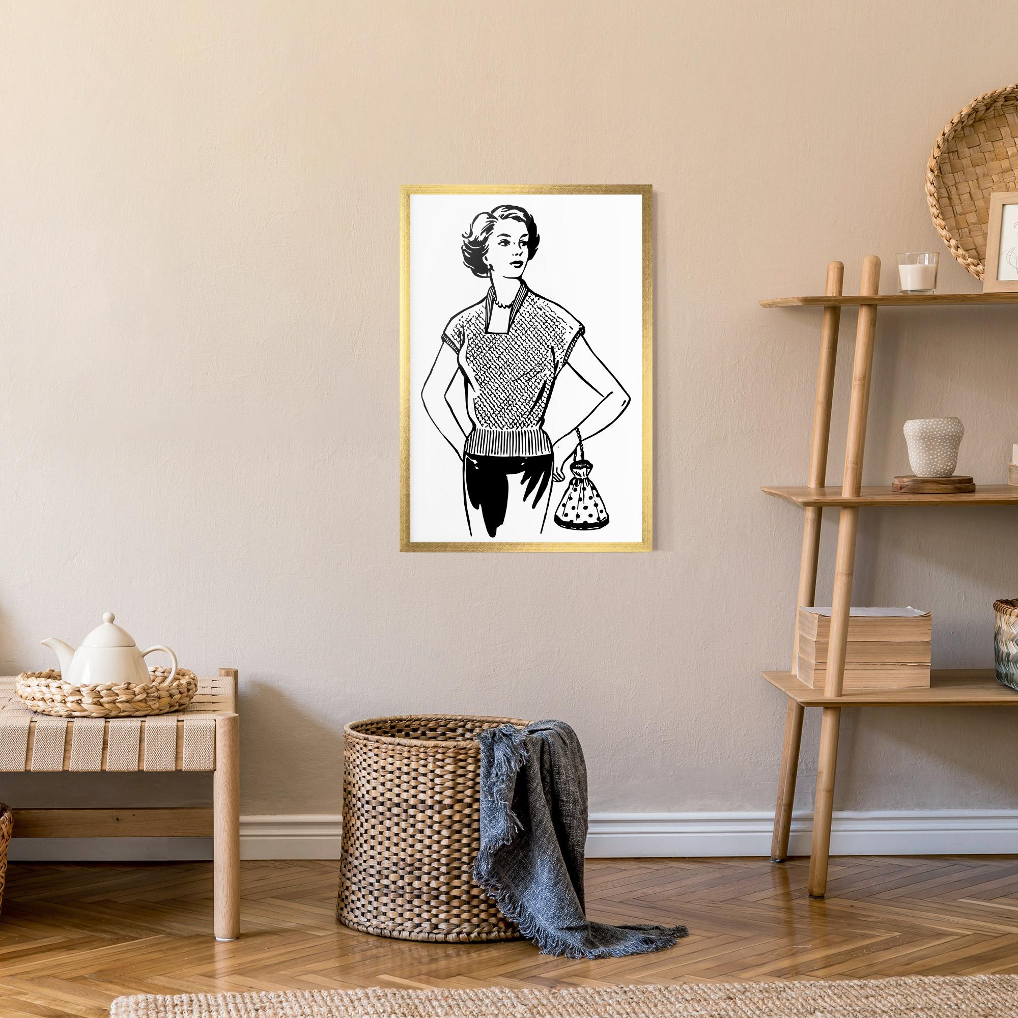 Poster Înrămat Vintage Girl Line mockup 9