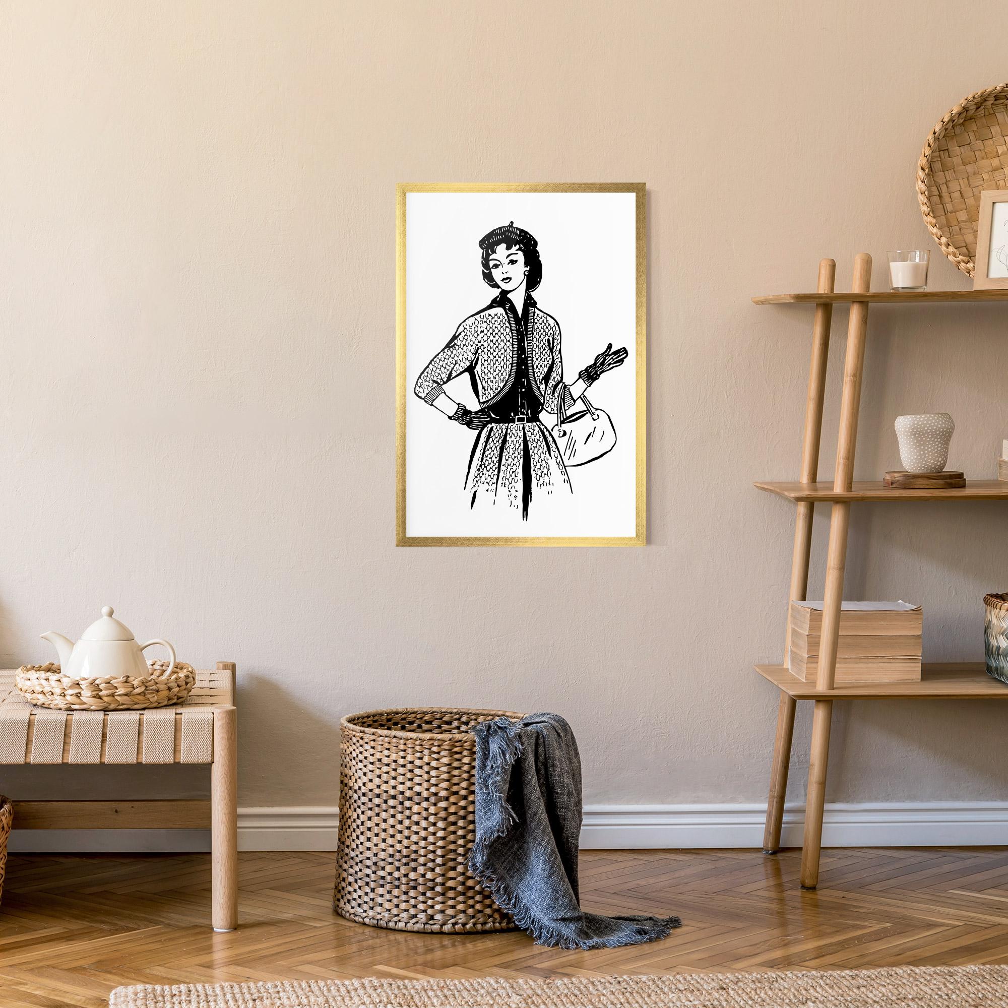 Poster Înrămat Vintage Woman Line mockup 9