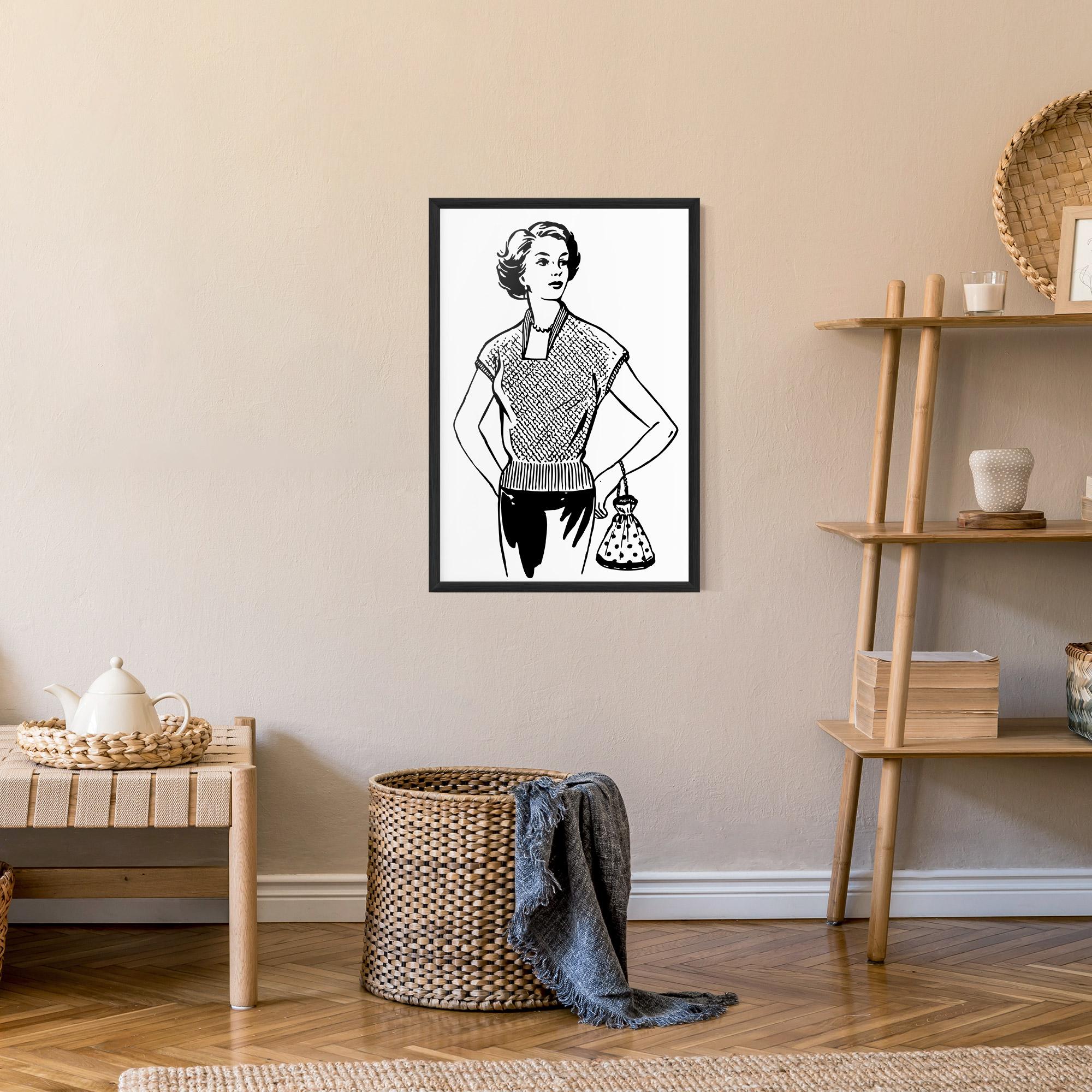 Poster Înrămat Vintage Girl Line mockup 9