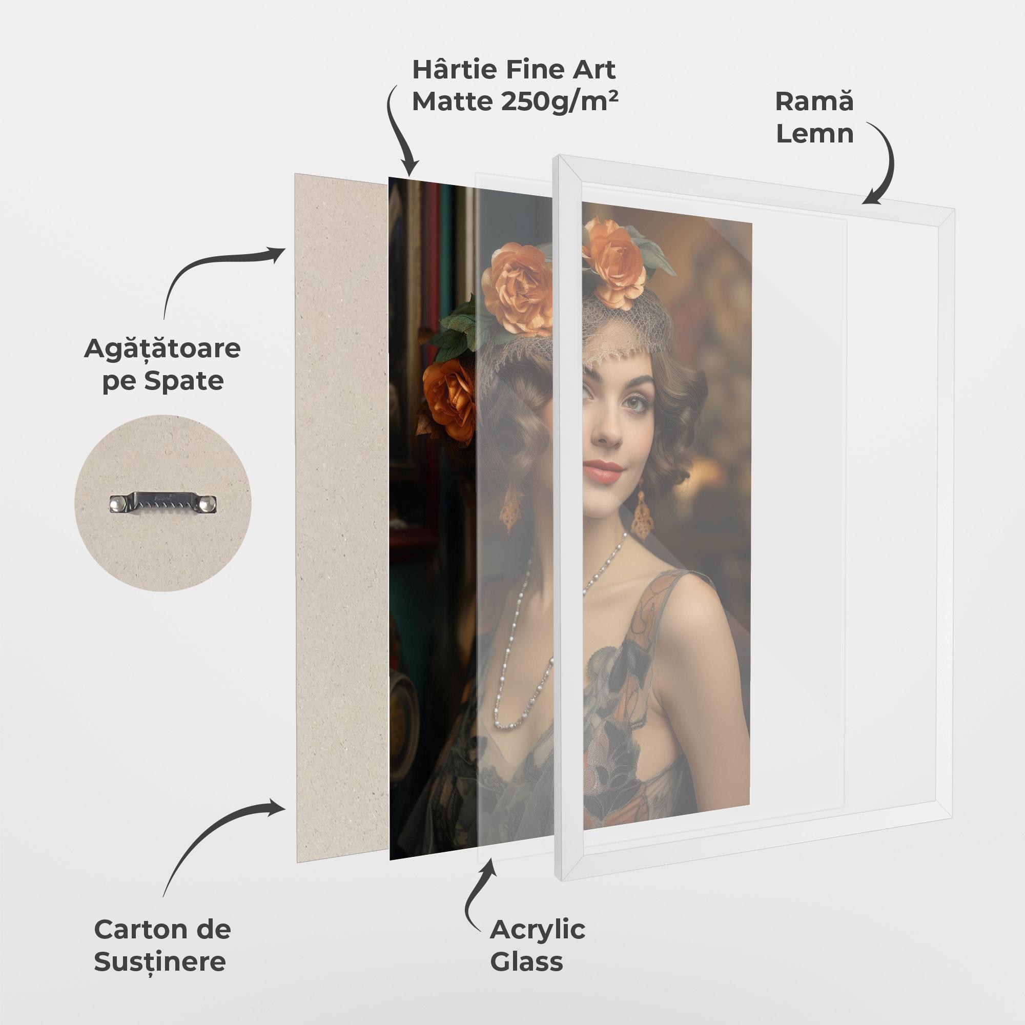 Poster Înrămat Orange Vintage Roses mockup 1