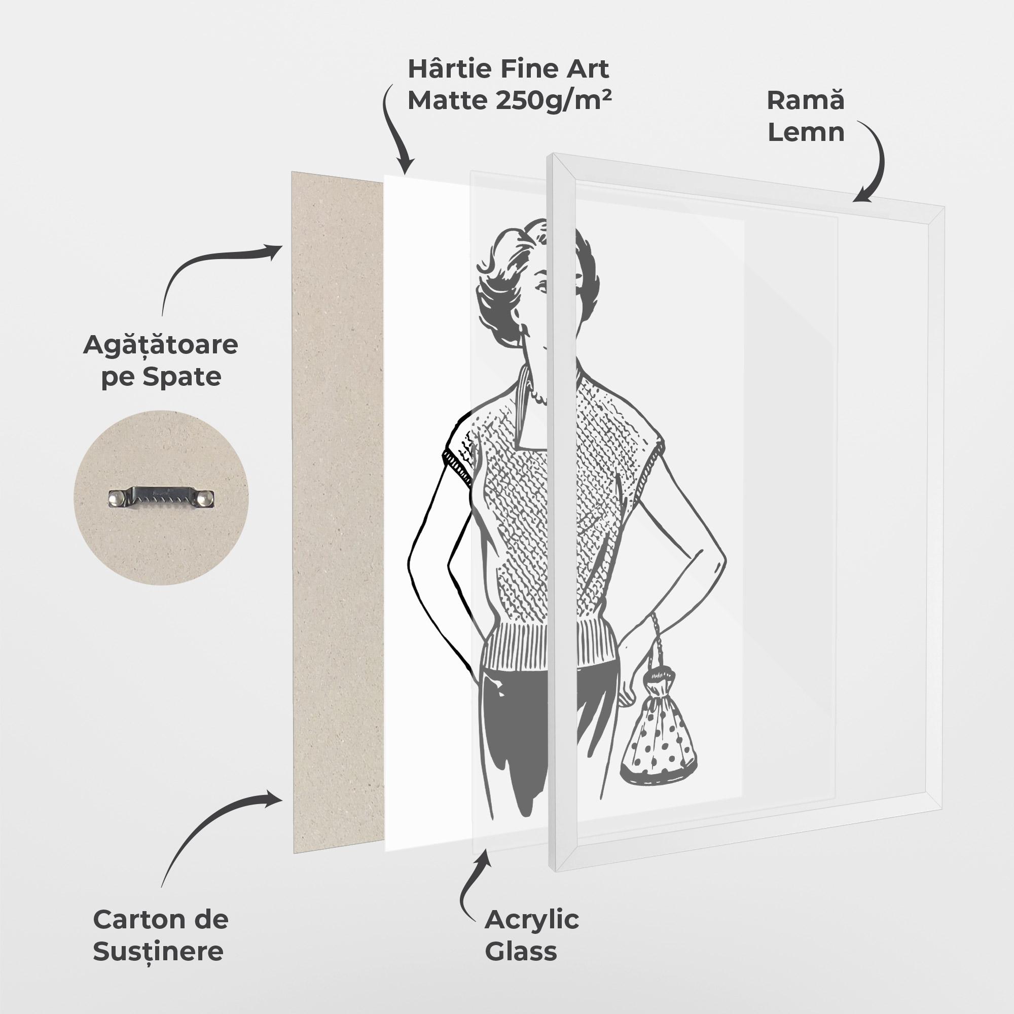 Poster Înrămat Vintage Girl Line mockup 1