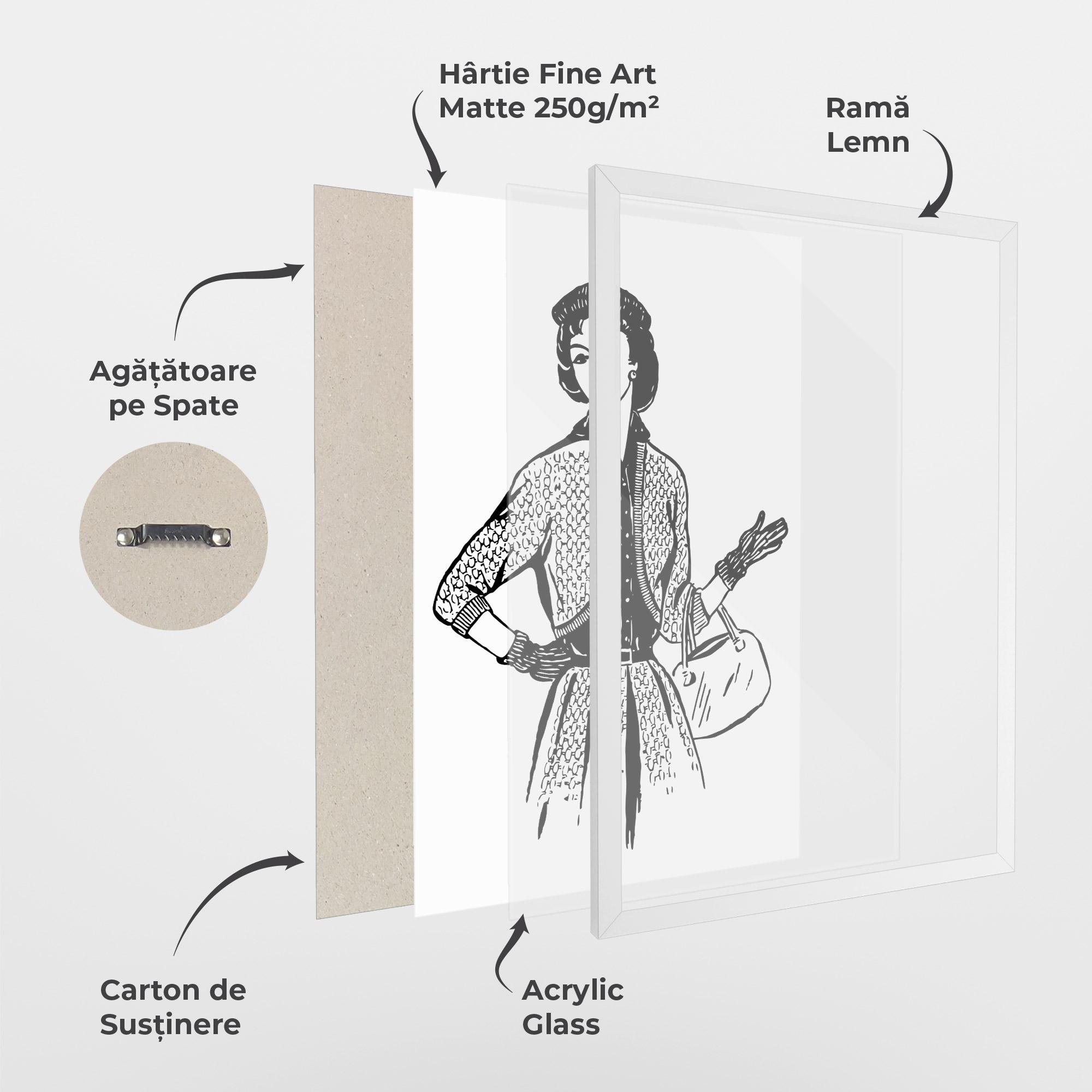 Poster Înrămat Vintage Woman Line mockup 1