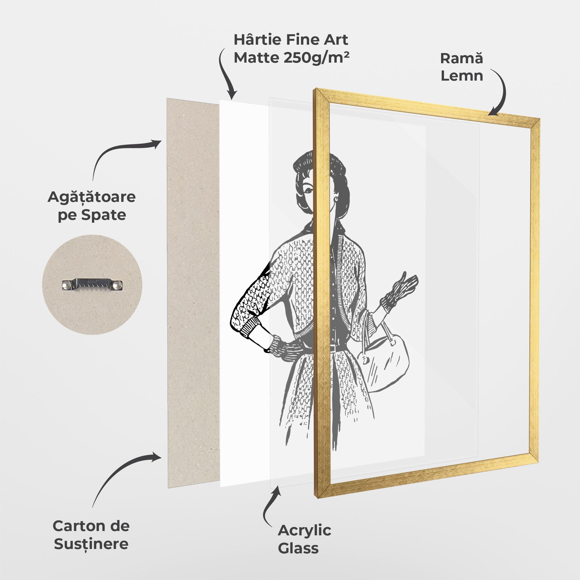 Poster Înrămat Vintage Woman Line mockup 1
