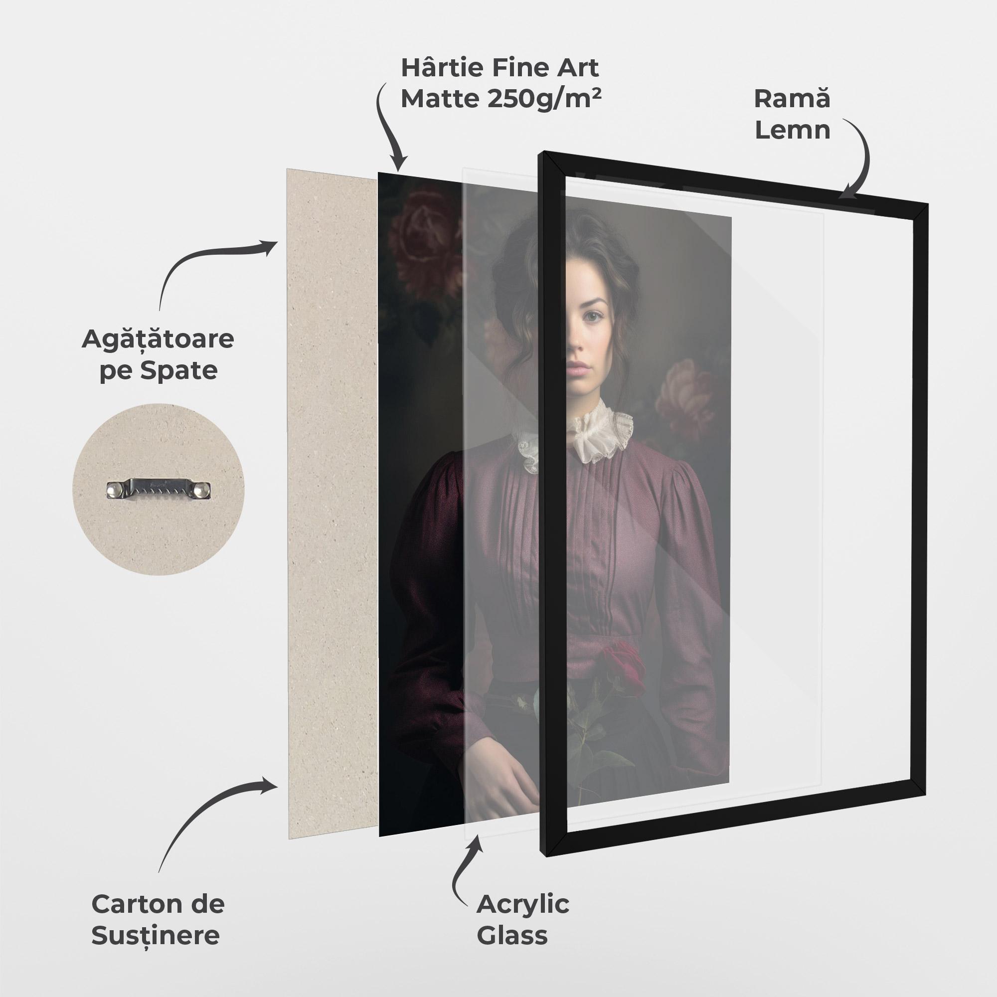 Poster Înrămat Holding Vintage Rose mockup 1