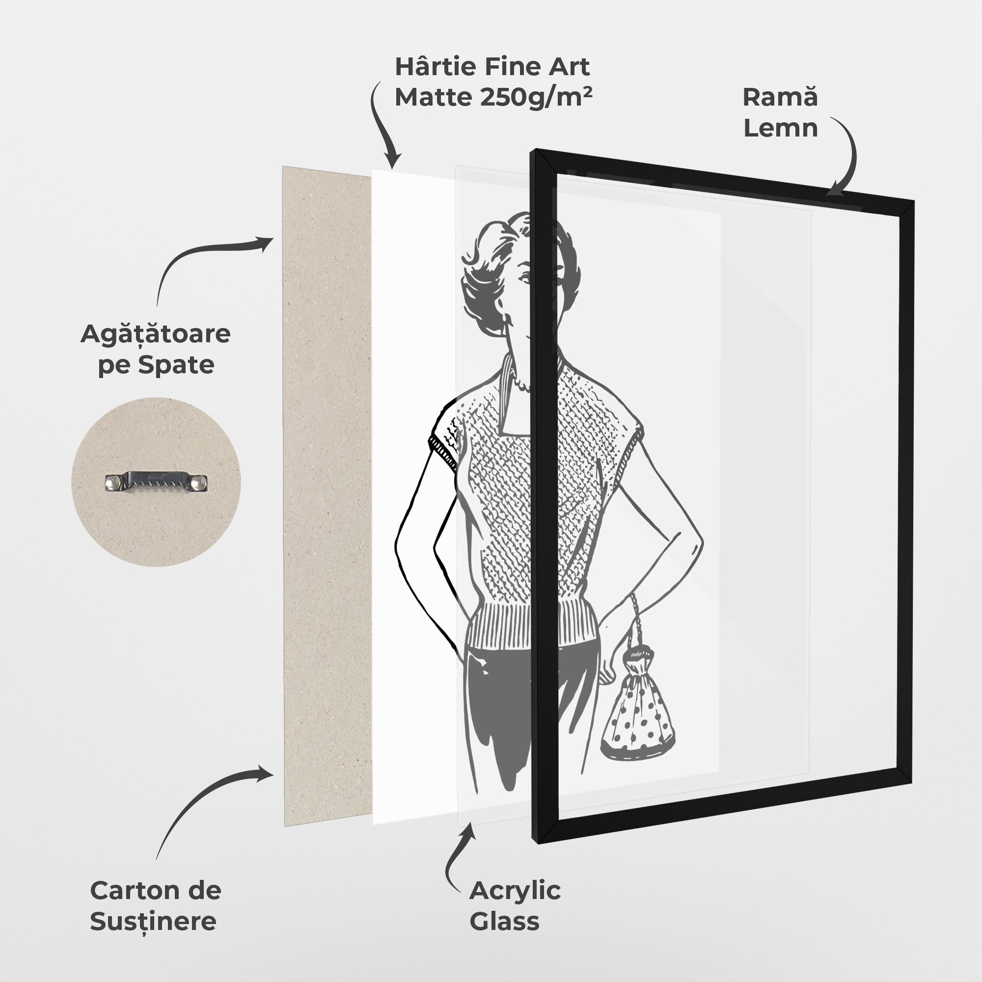 Poster Înrămat Vintage Girl Line mockup 1