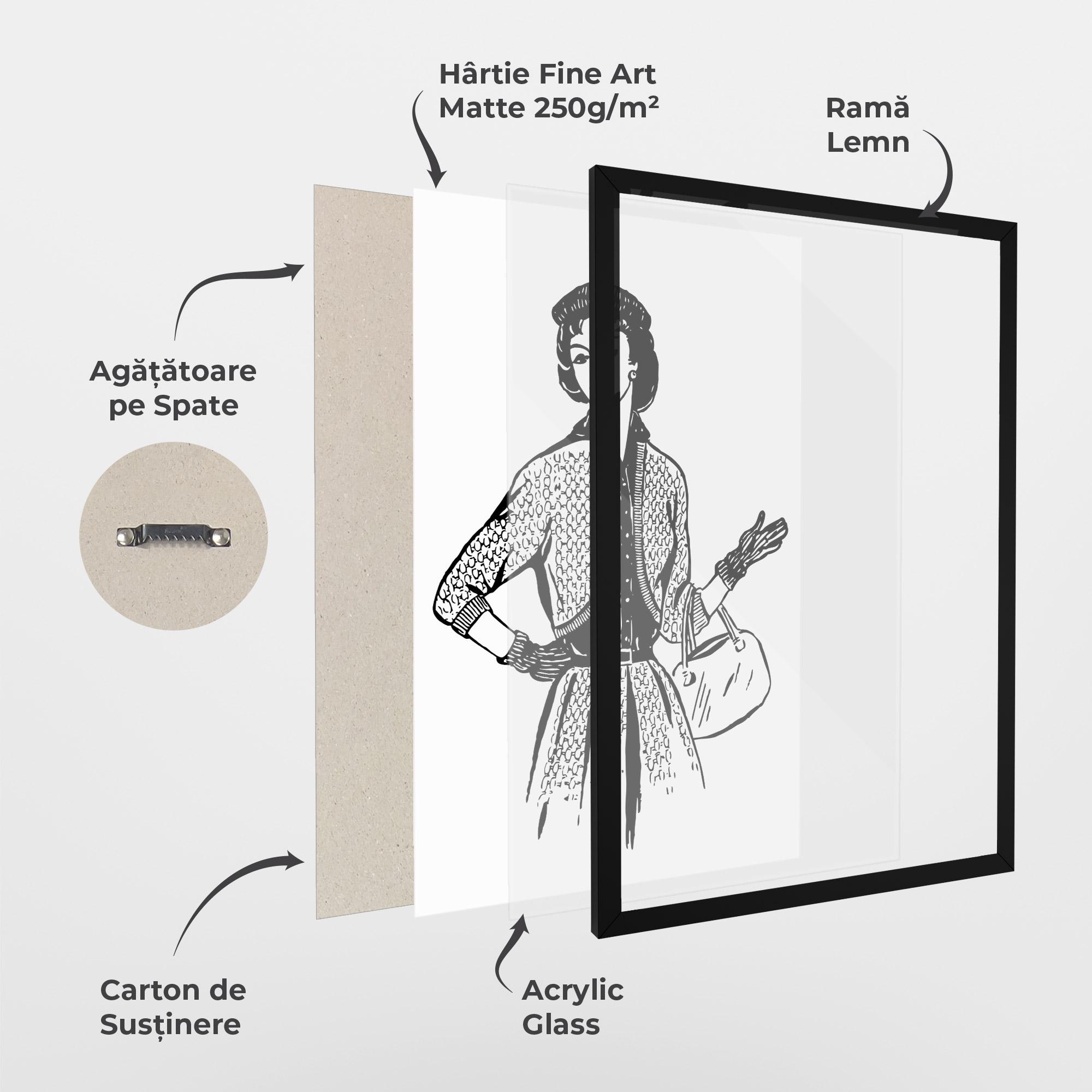 Poster Înrămat Vintage Woman Line mockup 1