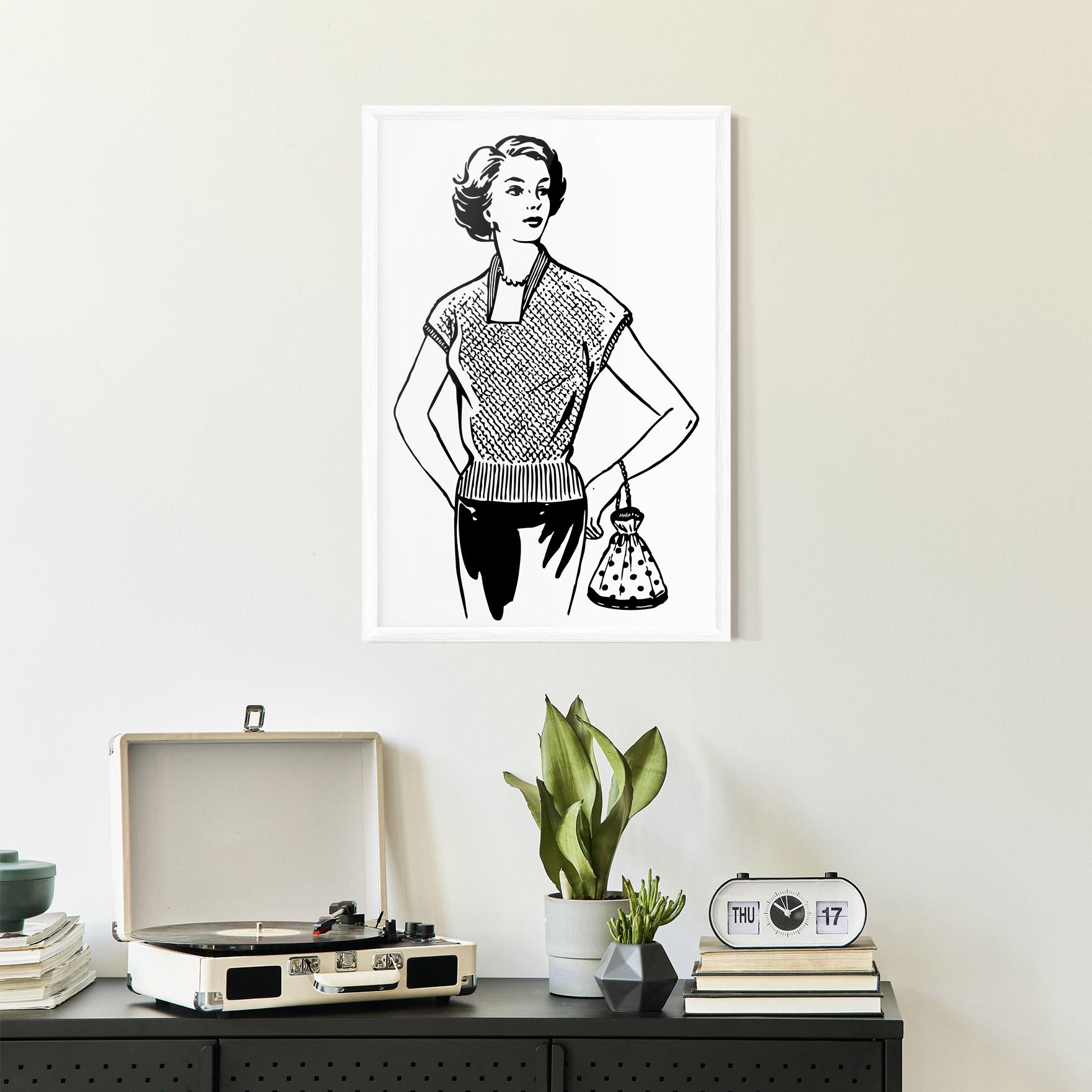 Poster Înrămat Vintage Girl Line mockup 2