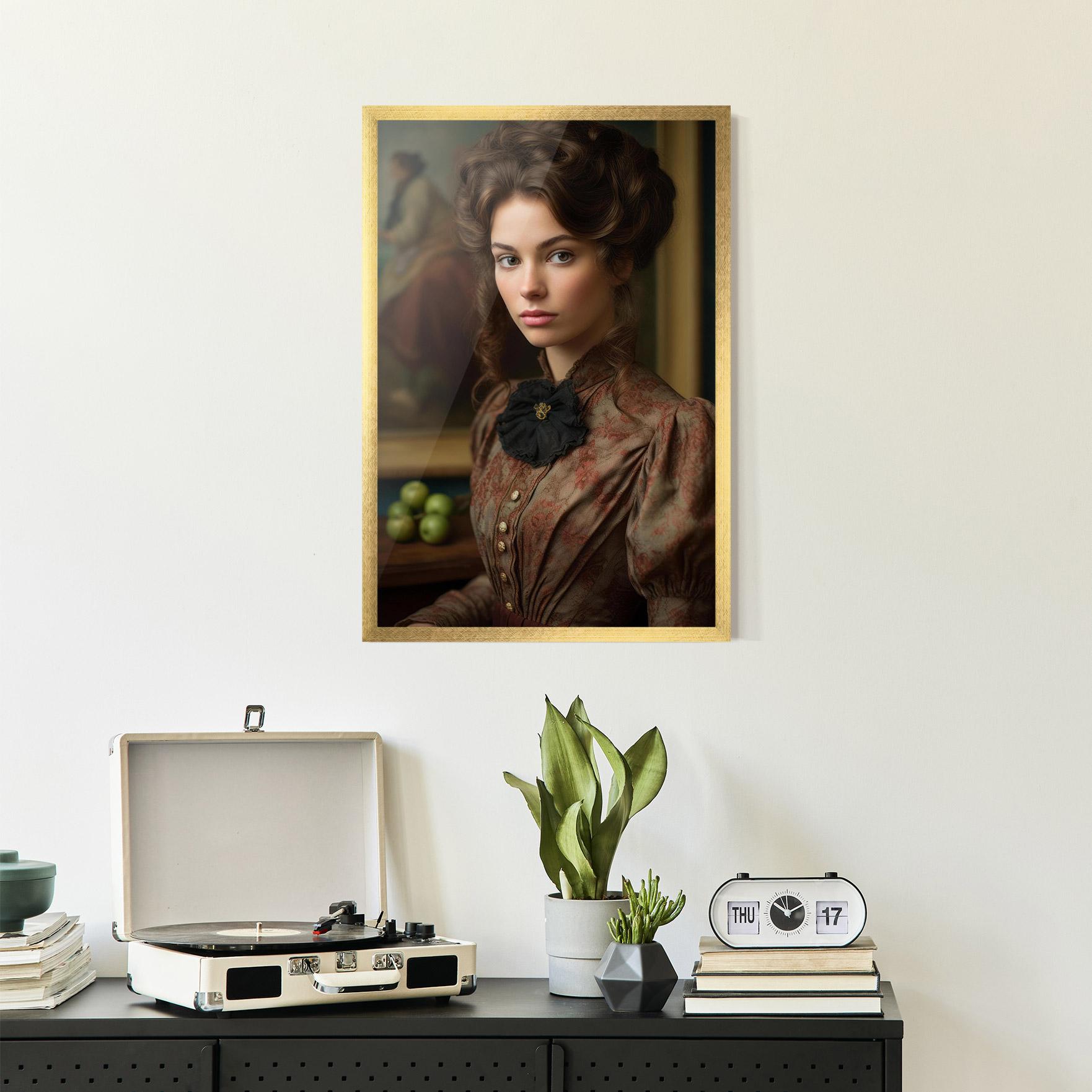 Poster Înrămat Green Vintage Apple mockup 2