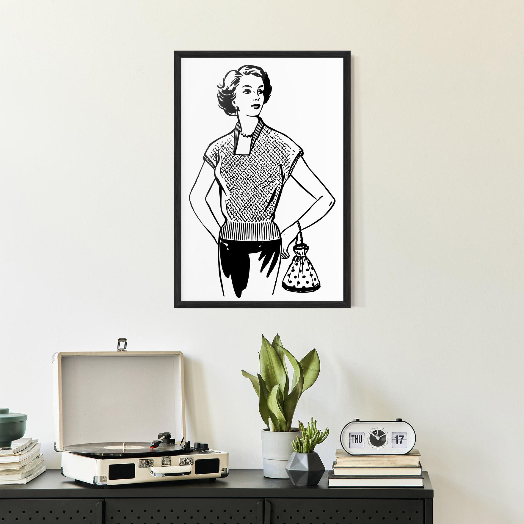 Poster Înrămat Vintage Girl Line mockup 2