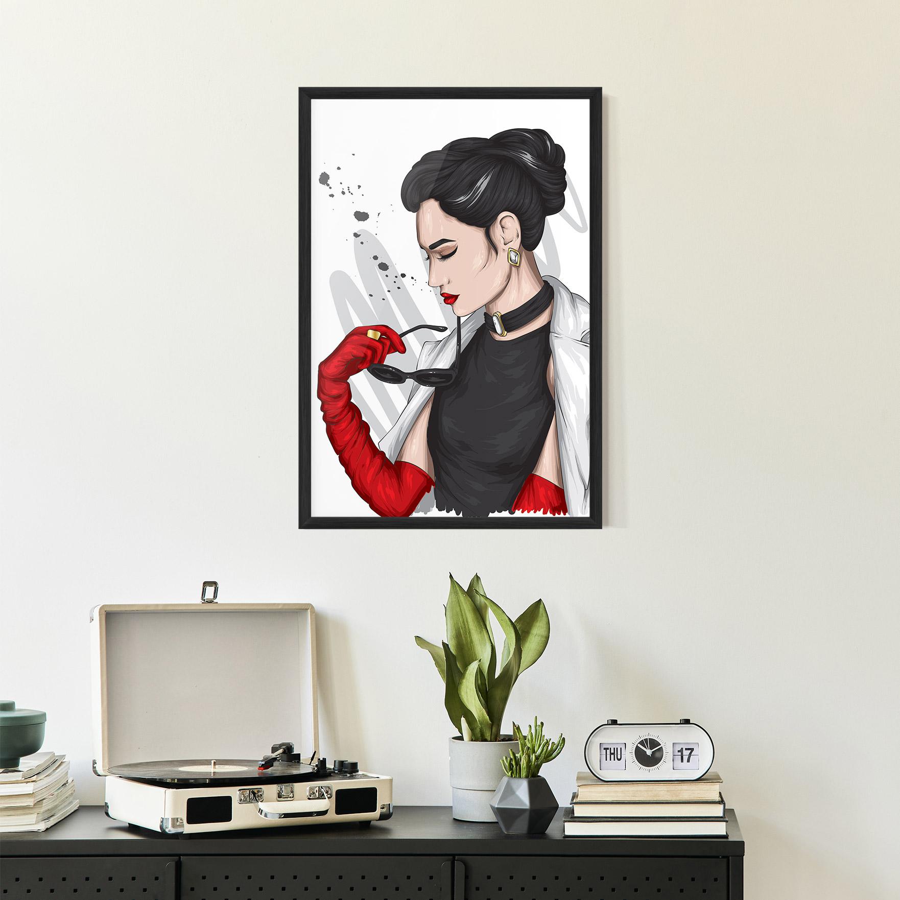 Poster Înrămat Vintage Red Gloves mockup 2