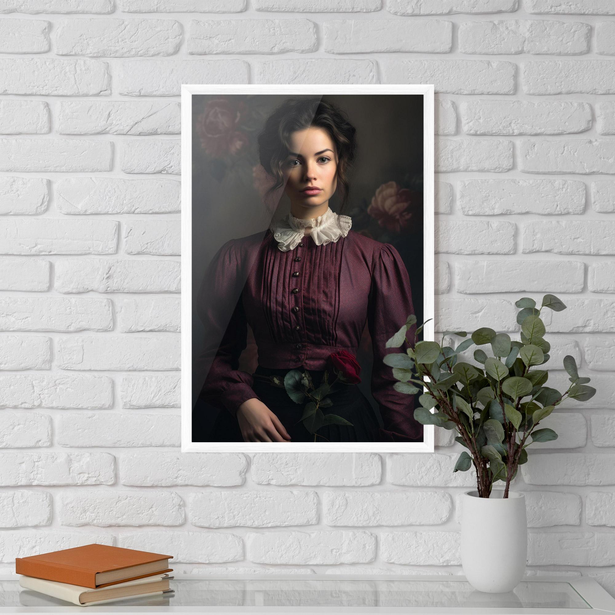 Poster Înrămat Holding Vintage Rose mockup 5