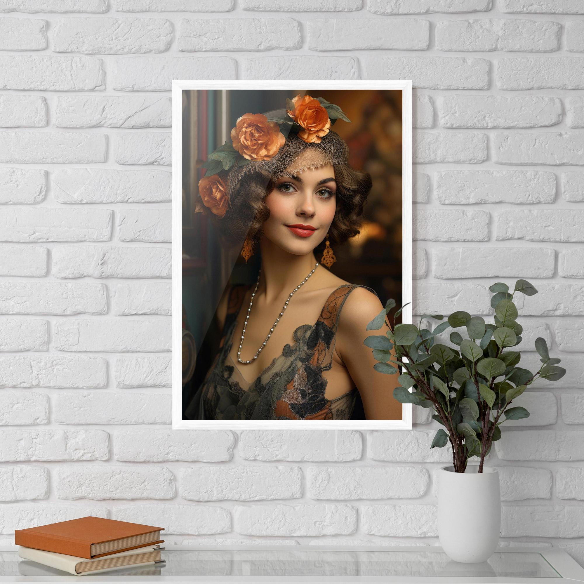 Poster Înrămat Orange Vintage Roses mockup 5