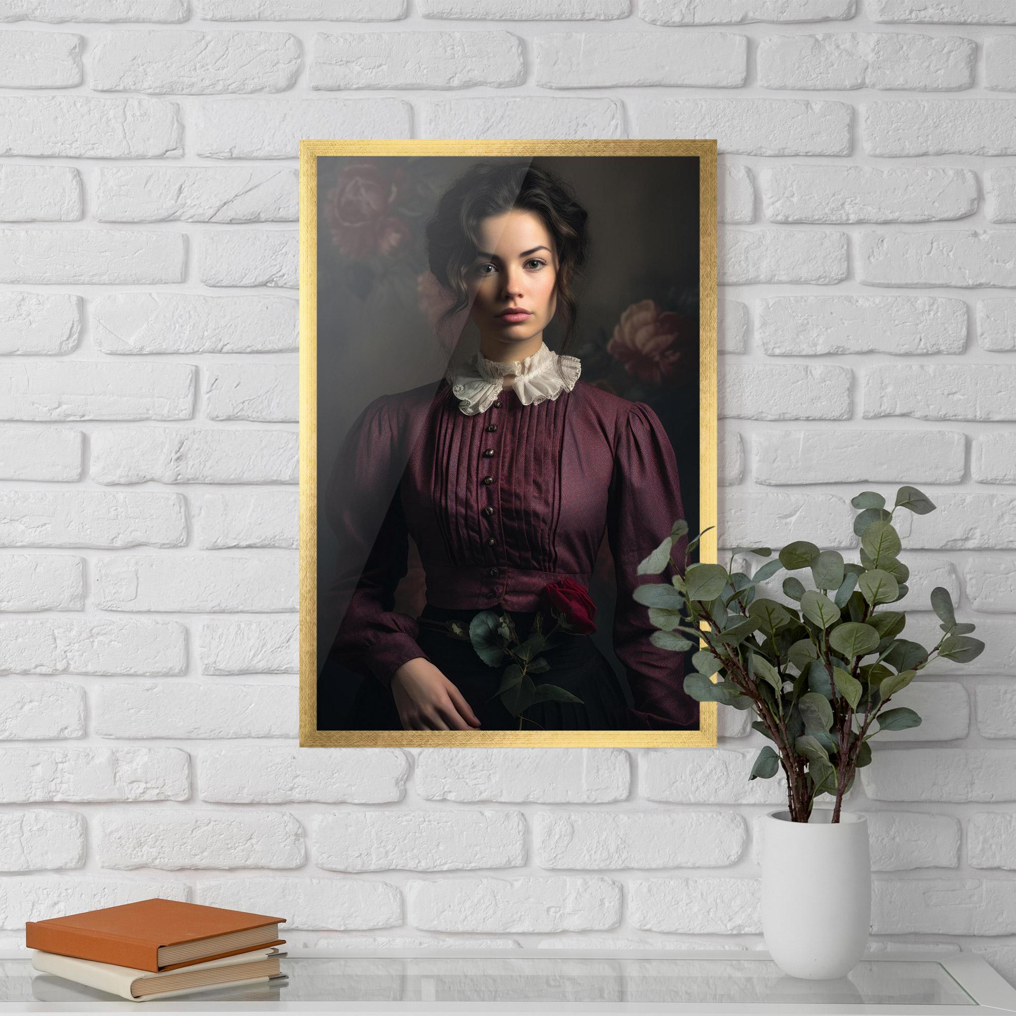 Poster Înrămat Holding Vintage Rose mockup 5