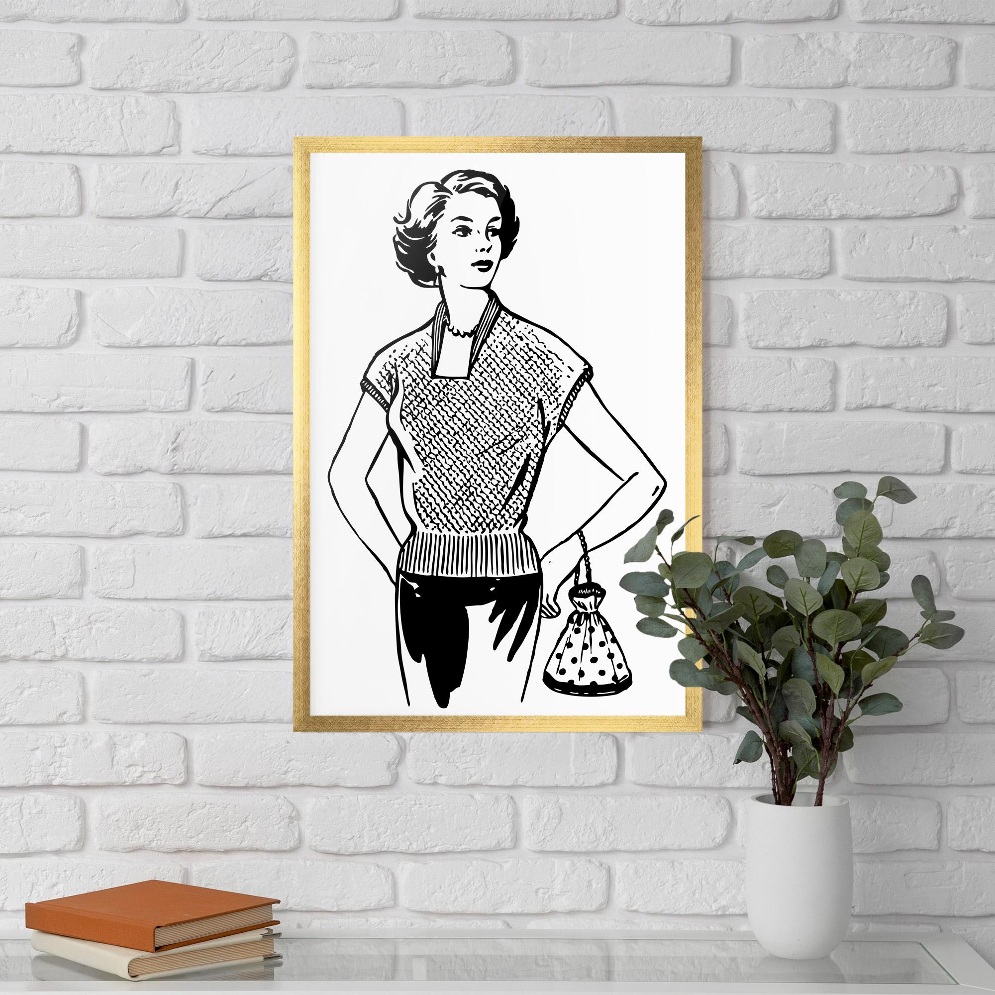 Poster Înrămat Vintage Girl Line mockup 5