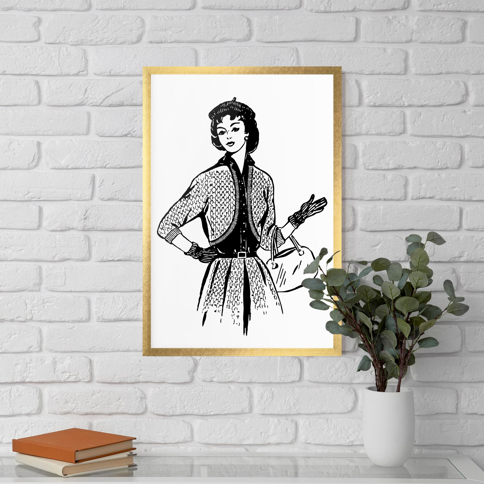 Poster Înrămat Vintage Woman Line mockup 5