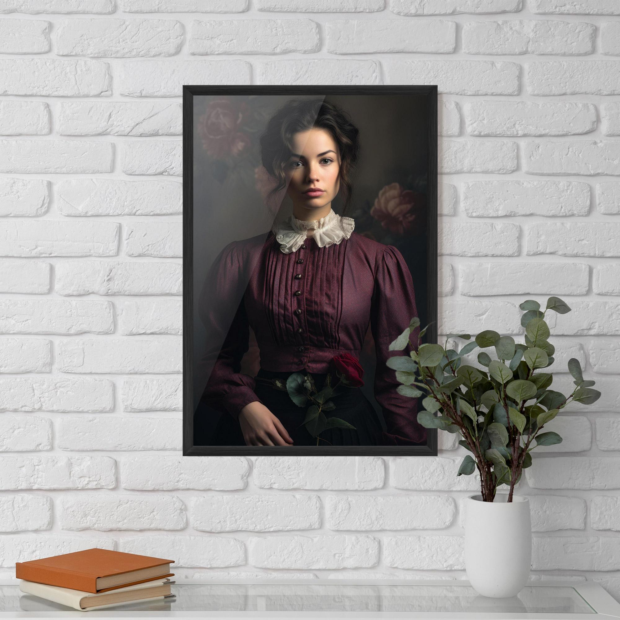 Poster Înrămat Holding Vintage Rose mockup 5