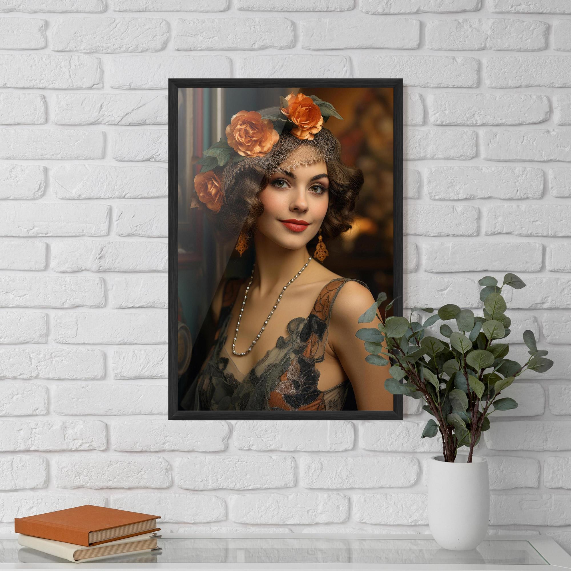 Poster Înrămat Orange Vintage Roses mockup 5