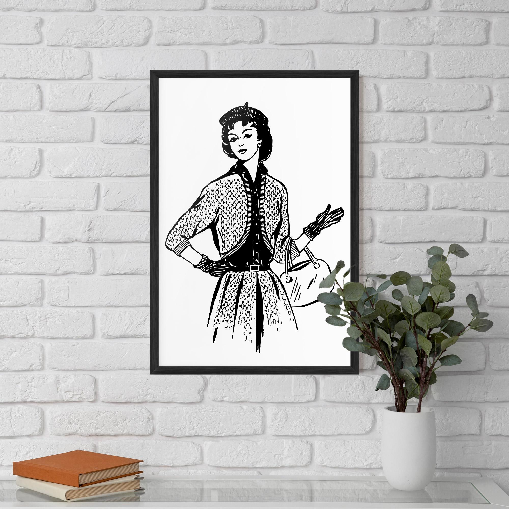 Poster Înrămat Vintage Woman Line mockup 5