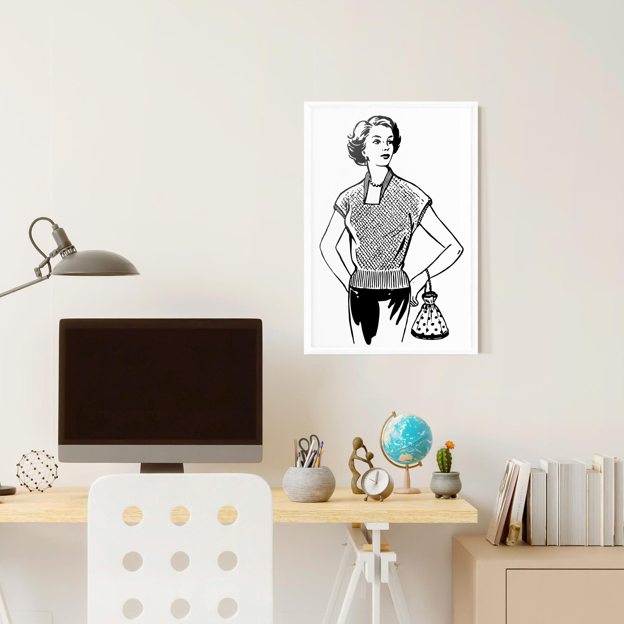 Poster Înrămat Vintage Girl Line mockup 6