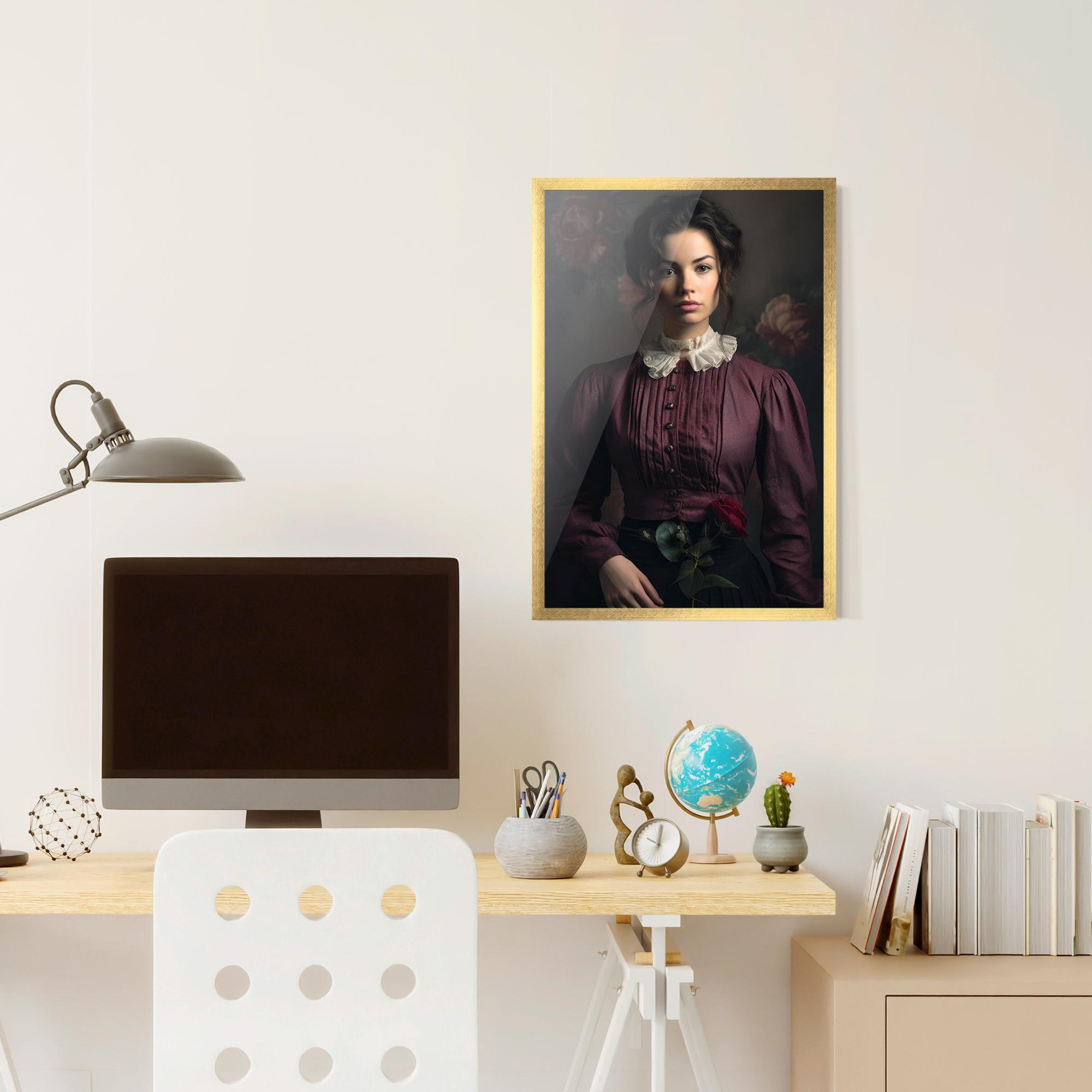 Poster Înrămat Holding Vintage Rose mockup 6