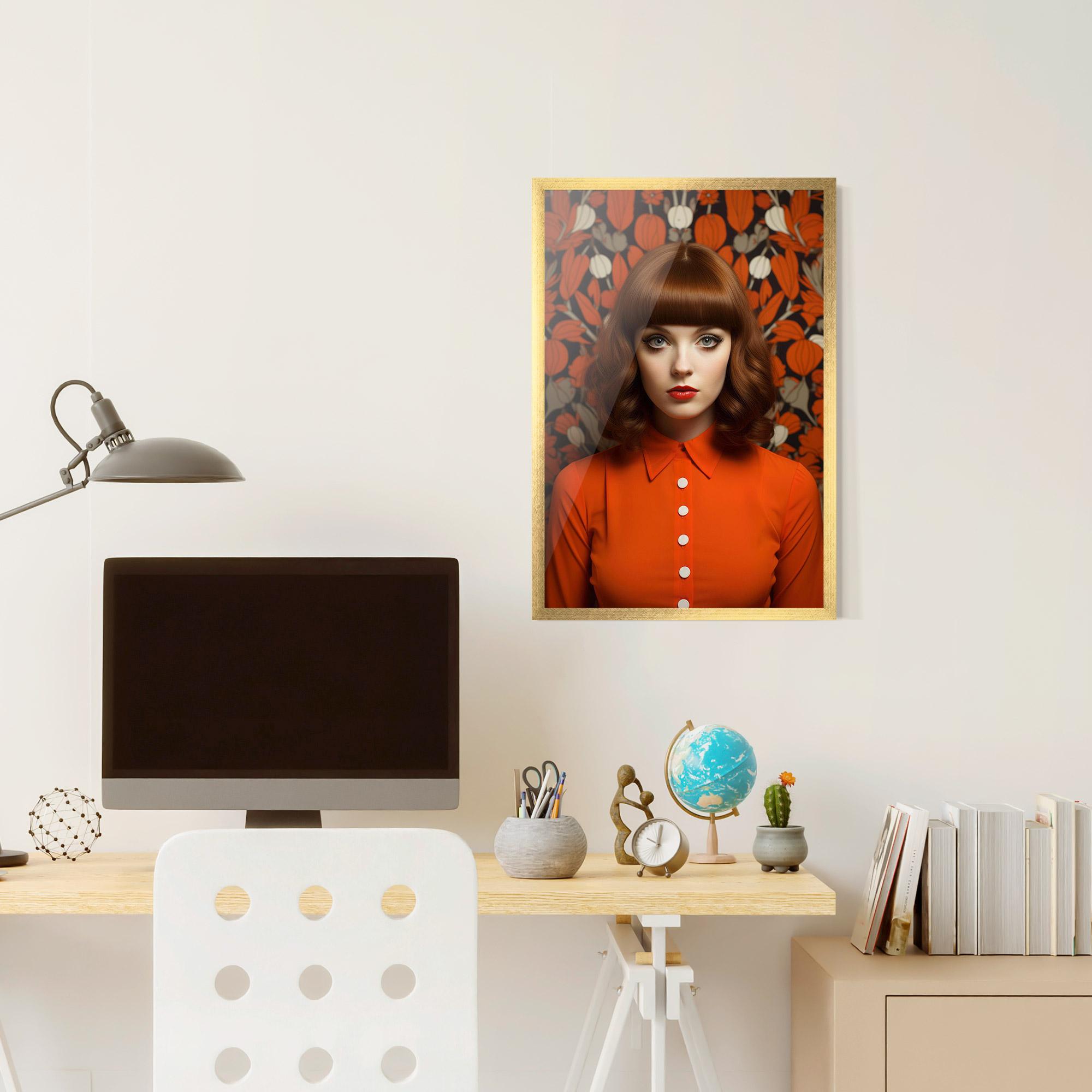 Poster Înrămat Orange Blouse Woman mockup 6