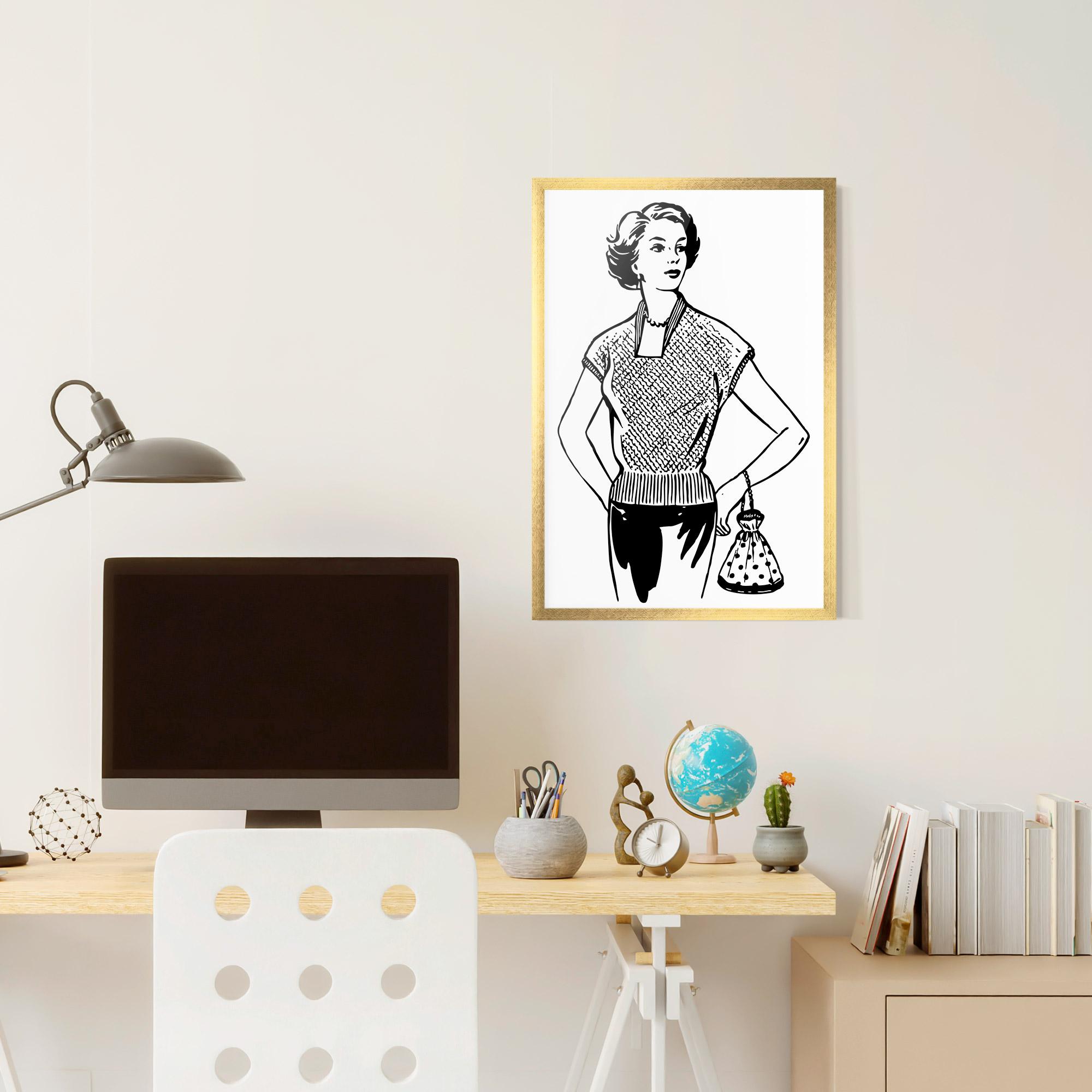 Poster Înrămat Vintage Girl Line mockup 6