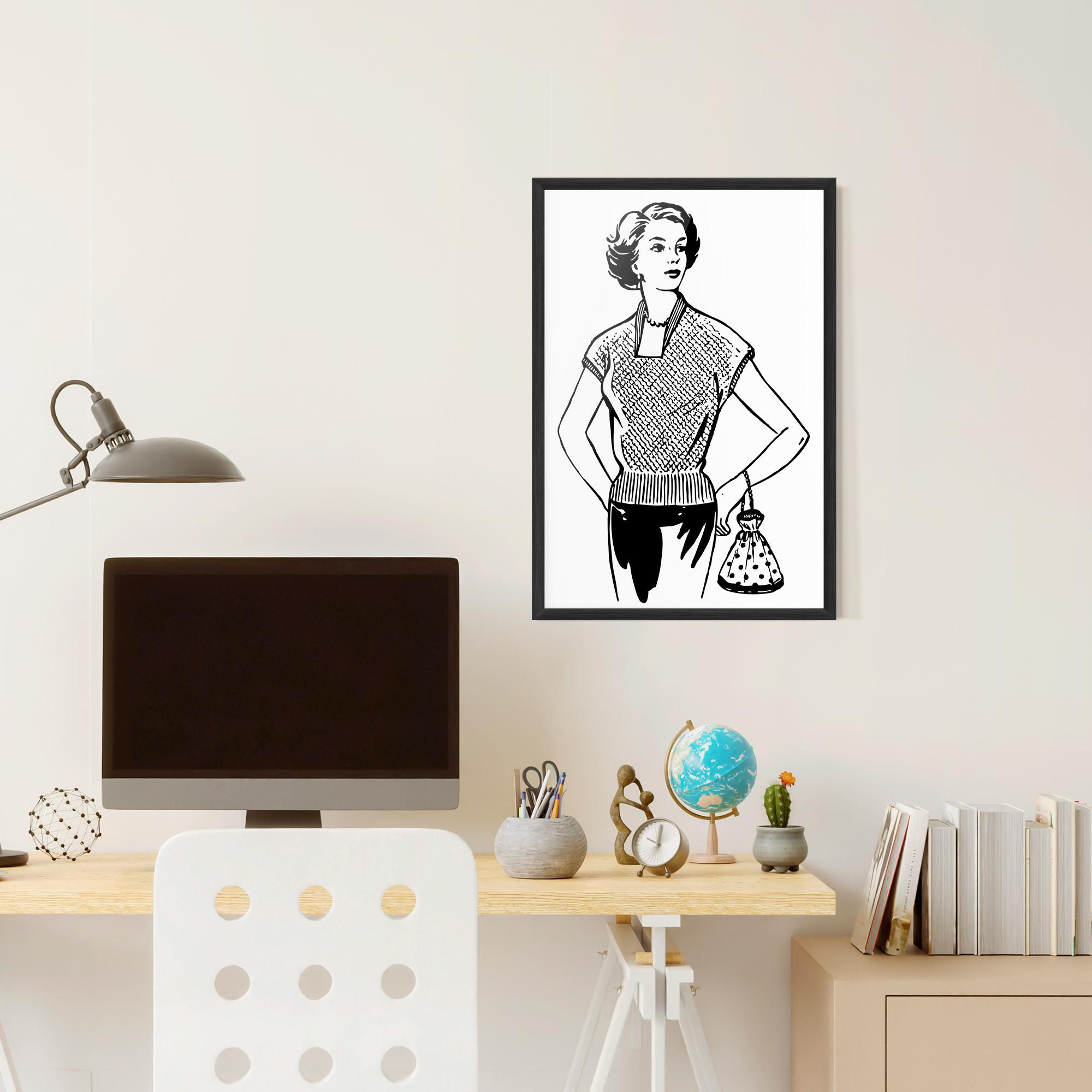 Poster Înrămat Vintage Girl Line mockup 6