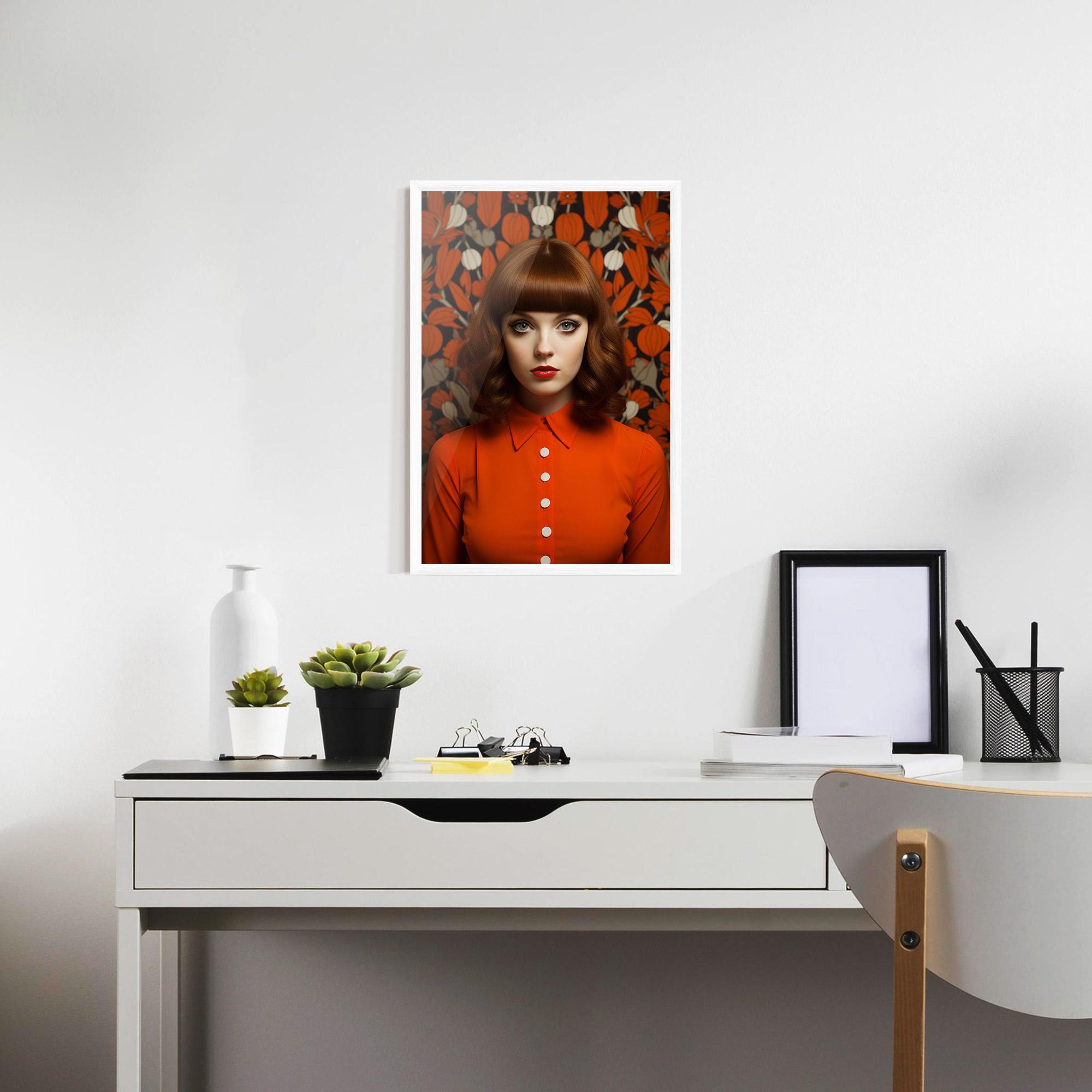 Poster Înrămat Orange Blouse Woman mockup 7
