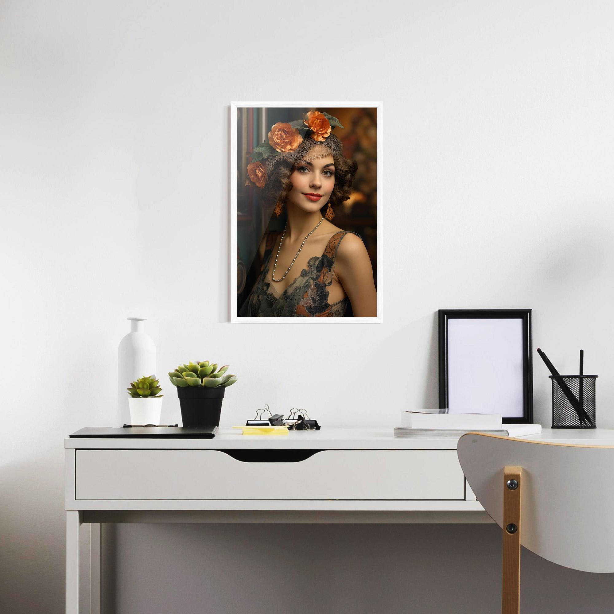 Poster Înrămat Orange Vintage Roses mockup 7