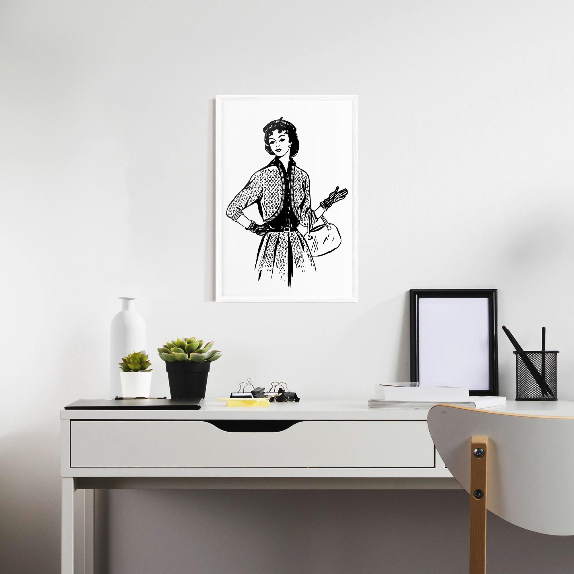 Poster Înrămat Vintage Woman Line mockup 7