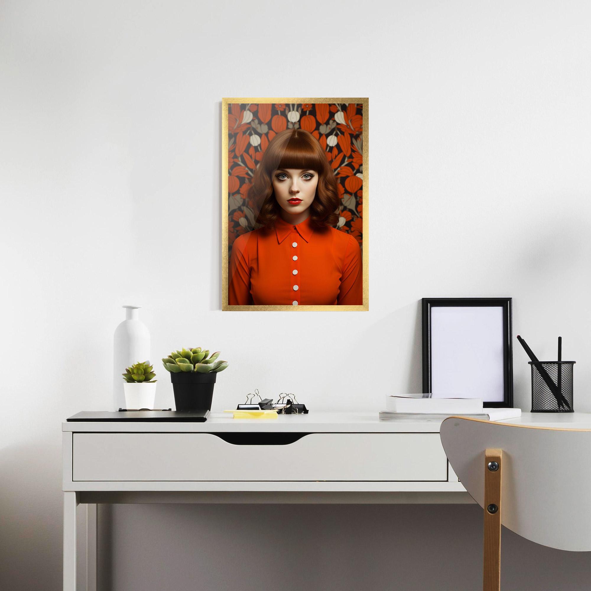 Poster Înrămat Orange Blouse Woman mockup 7