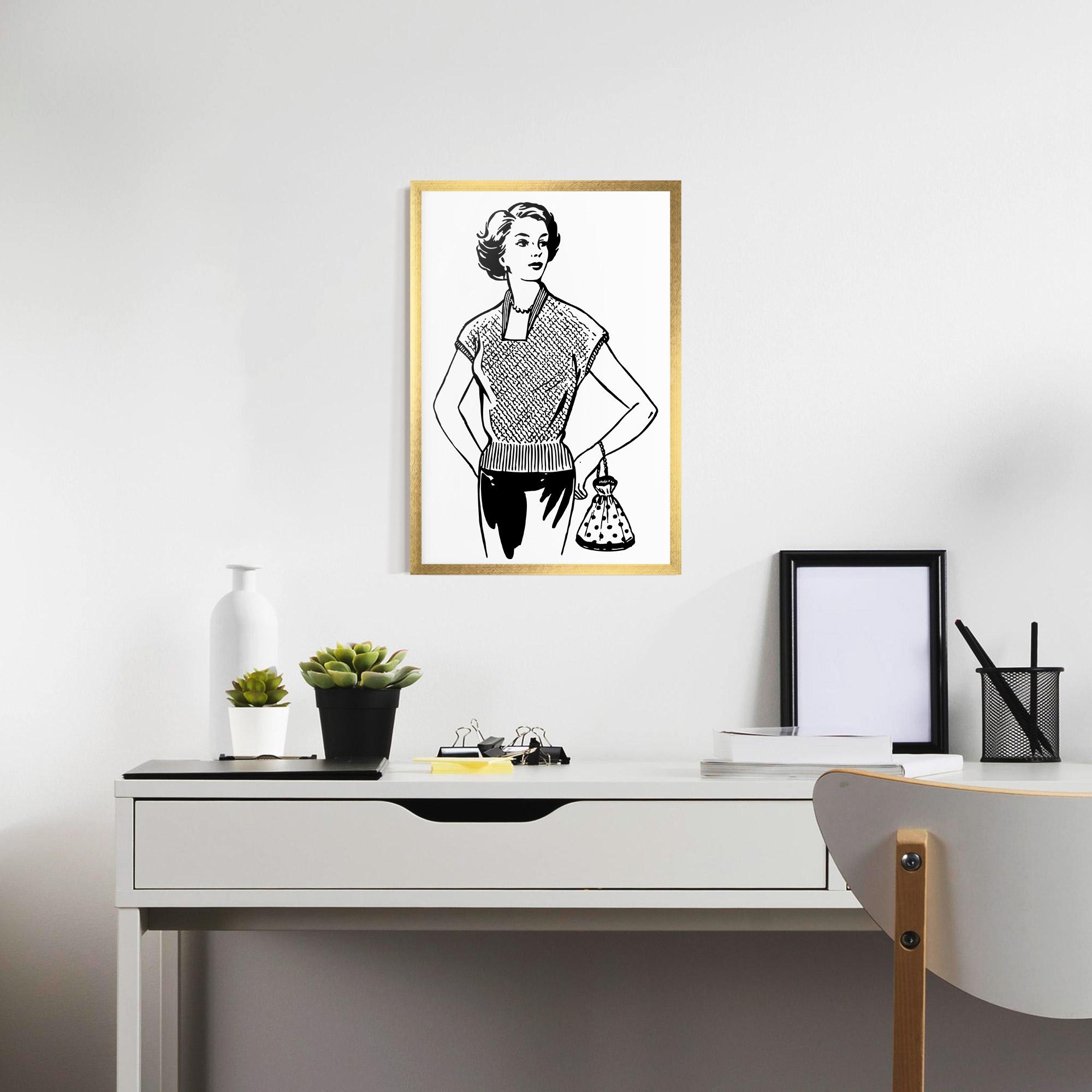 Poster Înrămat Vintage Girl Line mockup 7