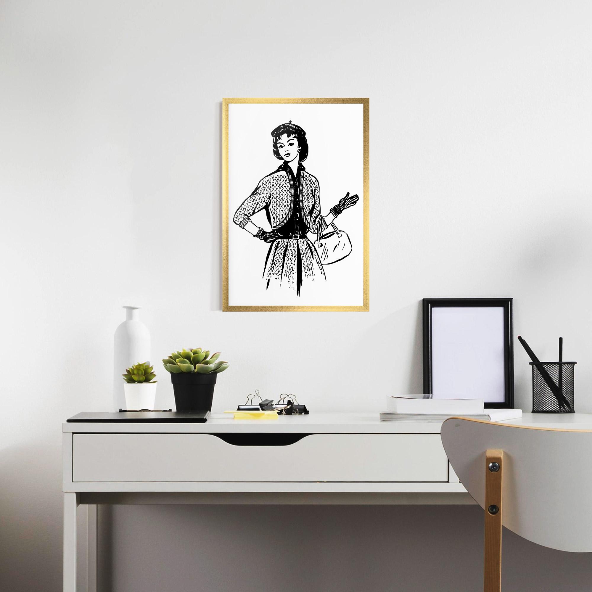 Poster Înrămat Vintage Woman Line mockup 7