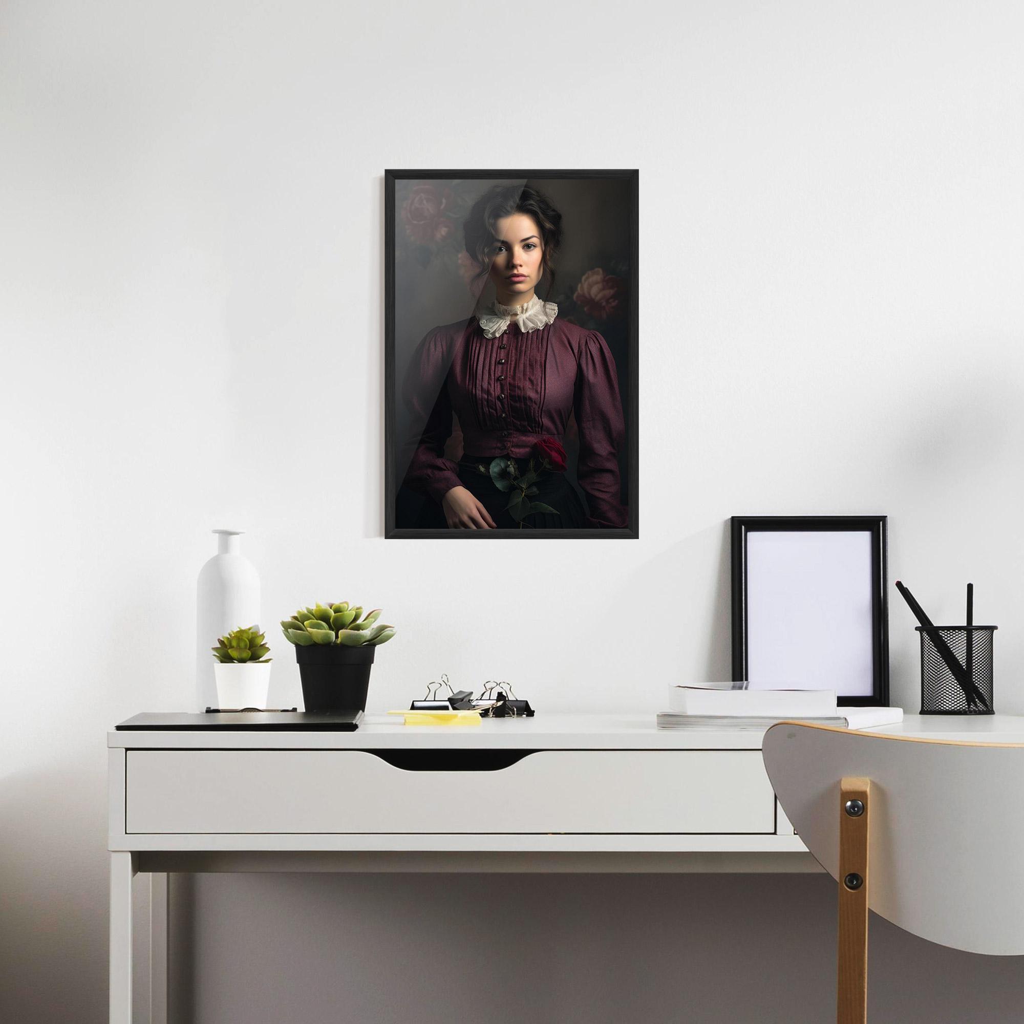 Poster Înrămat Holding Vintage Rose mockup 7