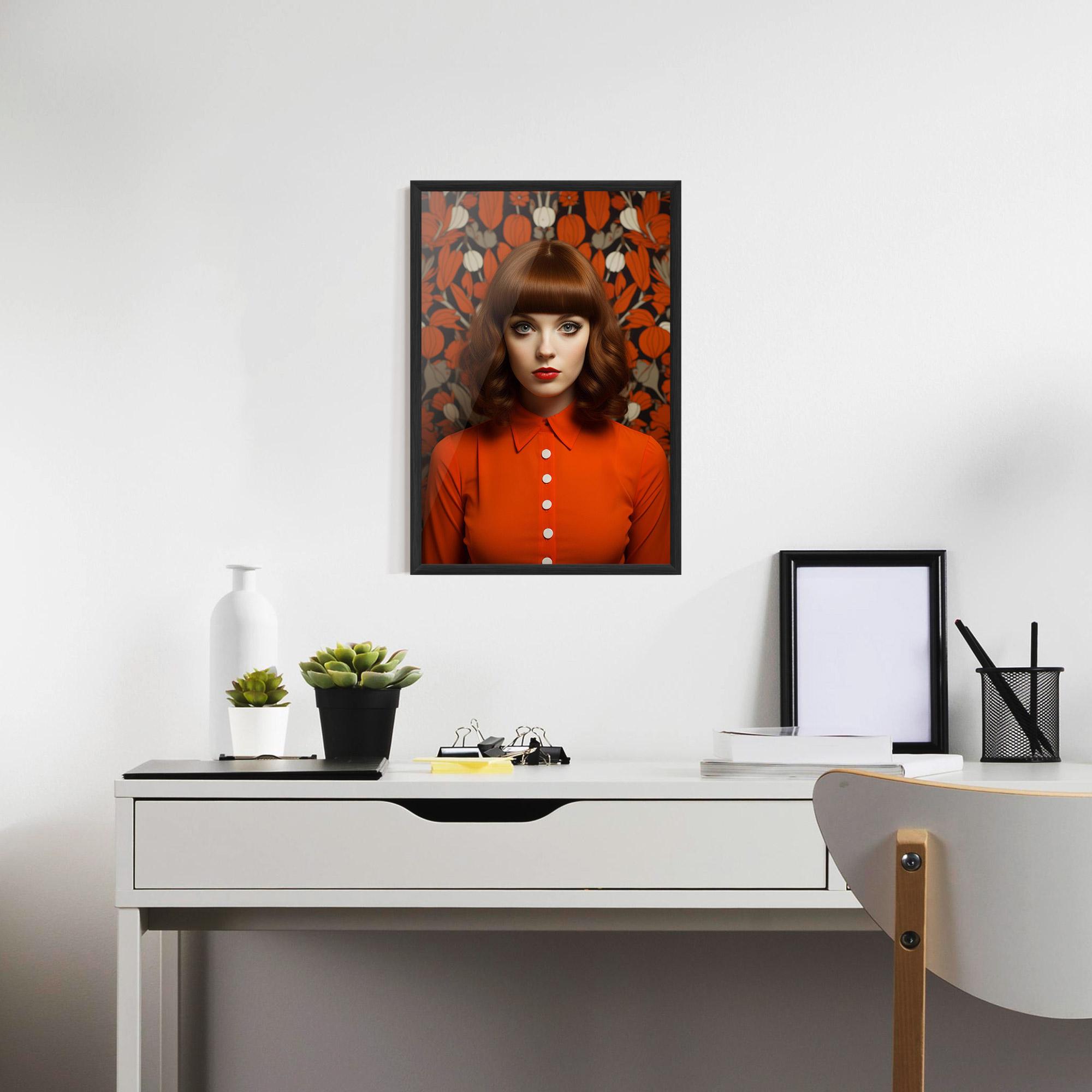 Poster Înrămat Orange Blouse Woman mockup 7