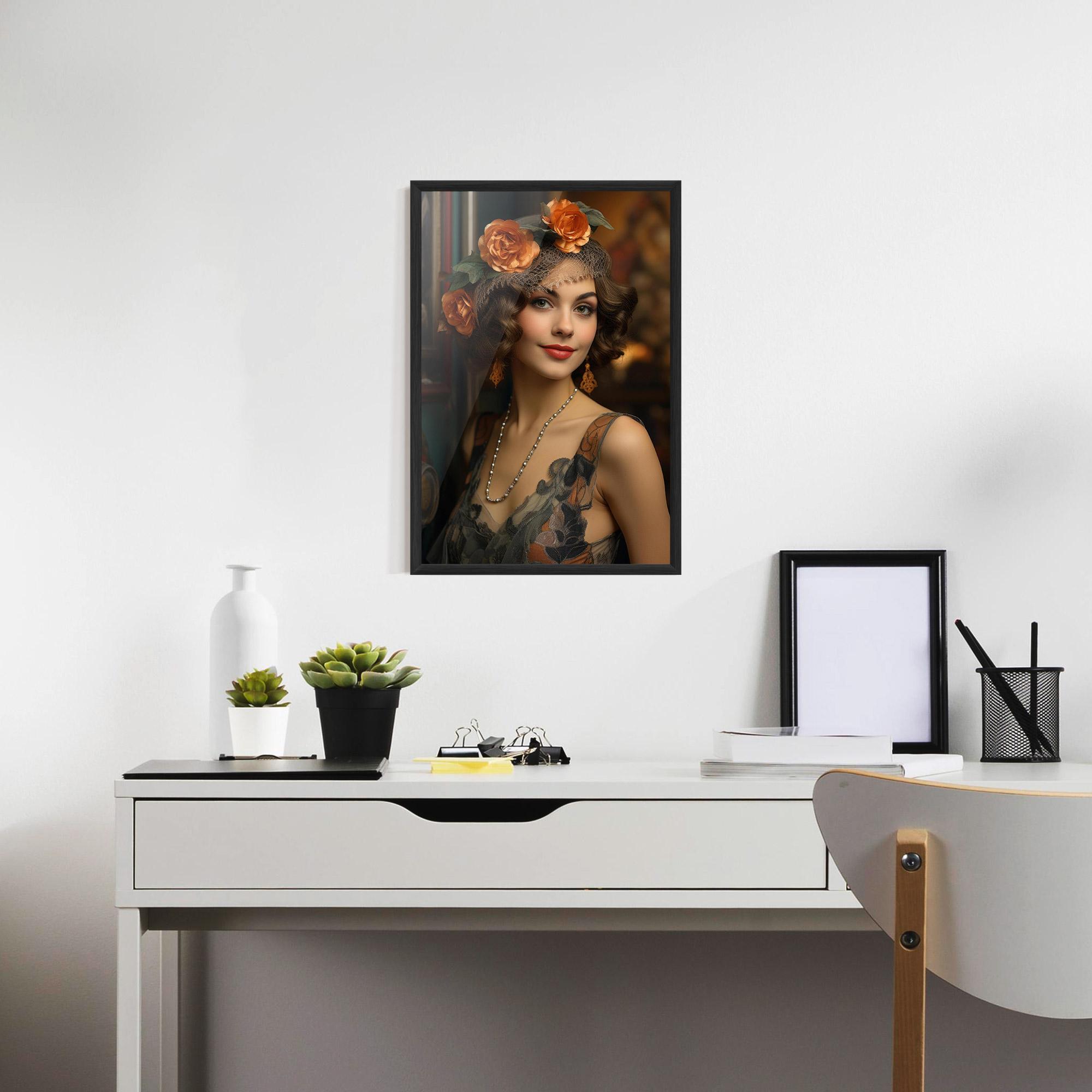 Poster Înrămat Orange Vintage Roses mockup 7