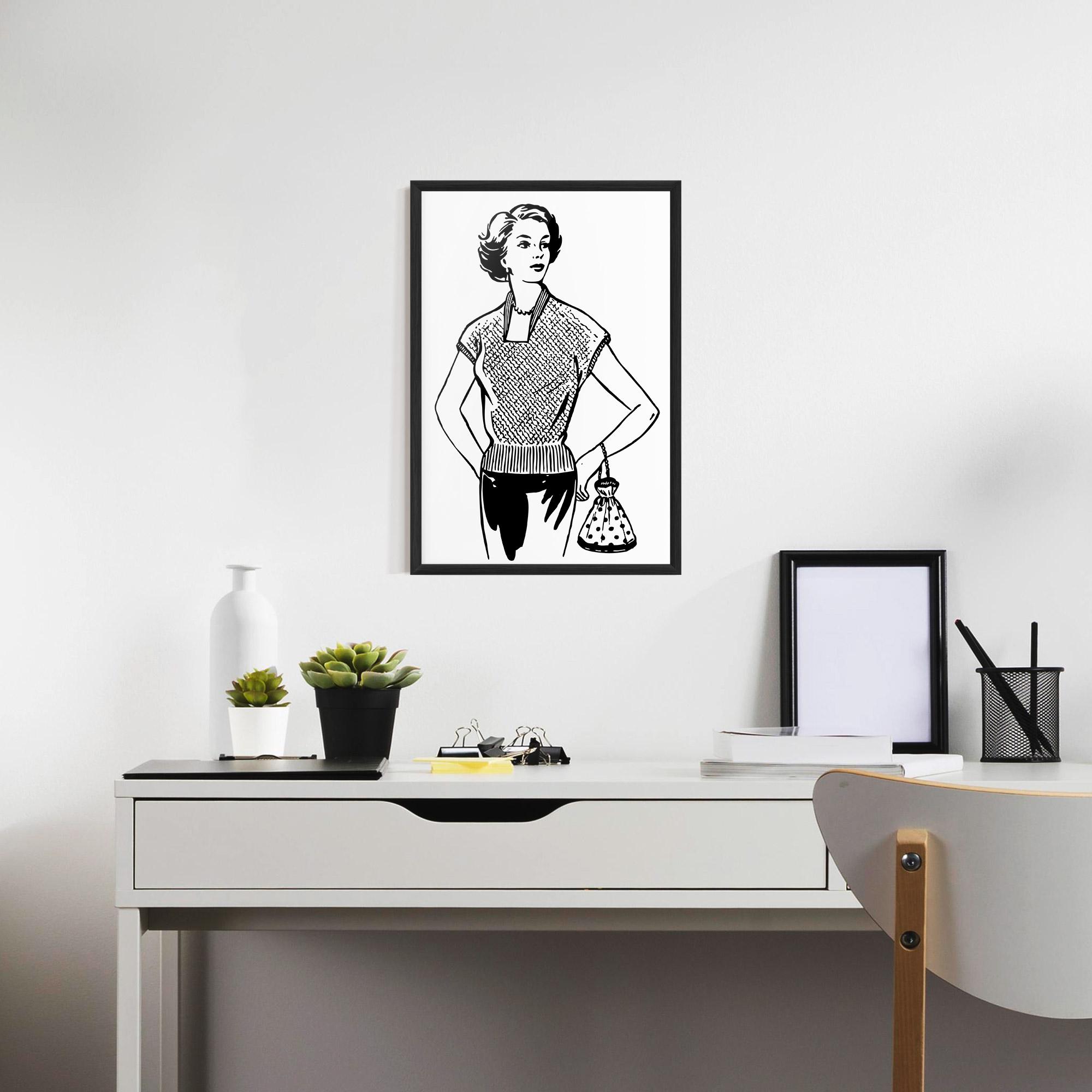 Poster Înrămat Vintage Girl Line mockup 7