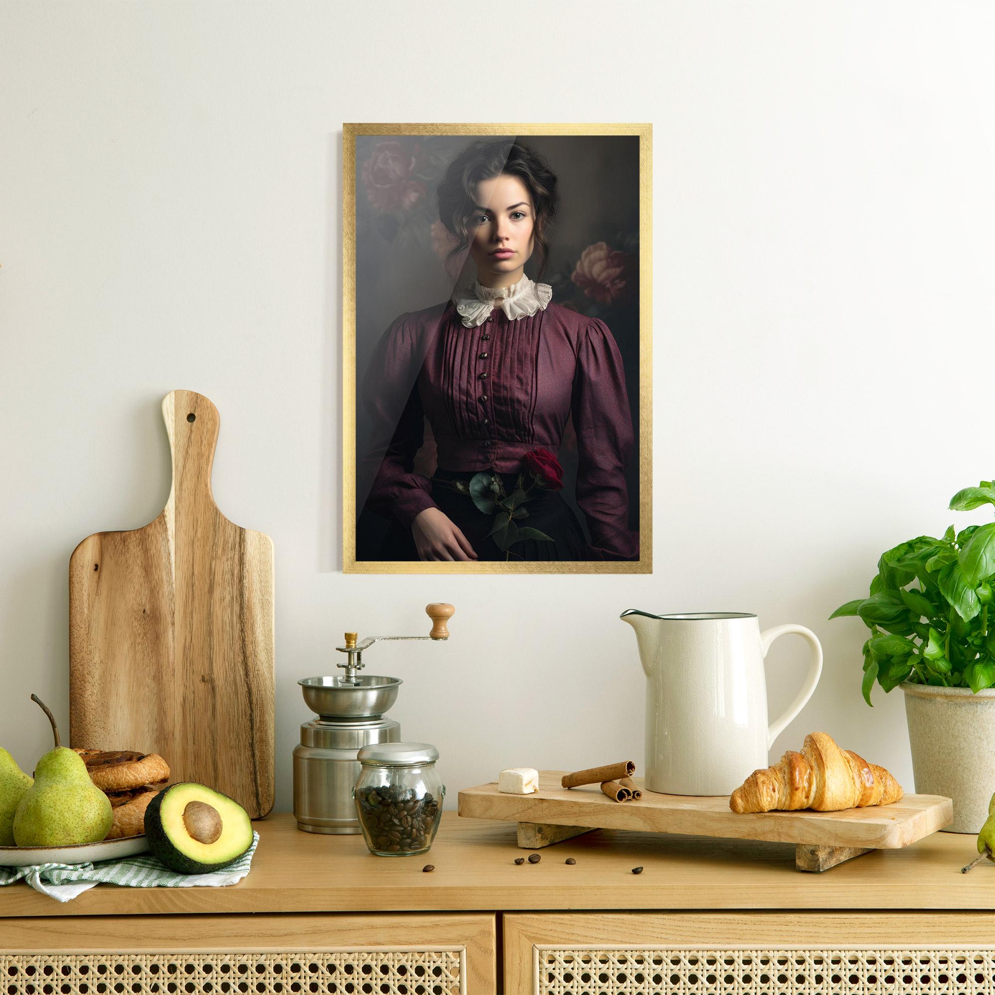 Poster Înrămat Holding Vintage Rose mockup 8