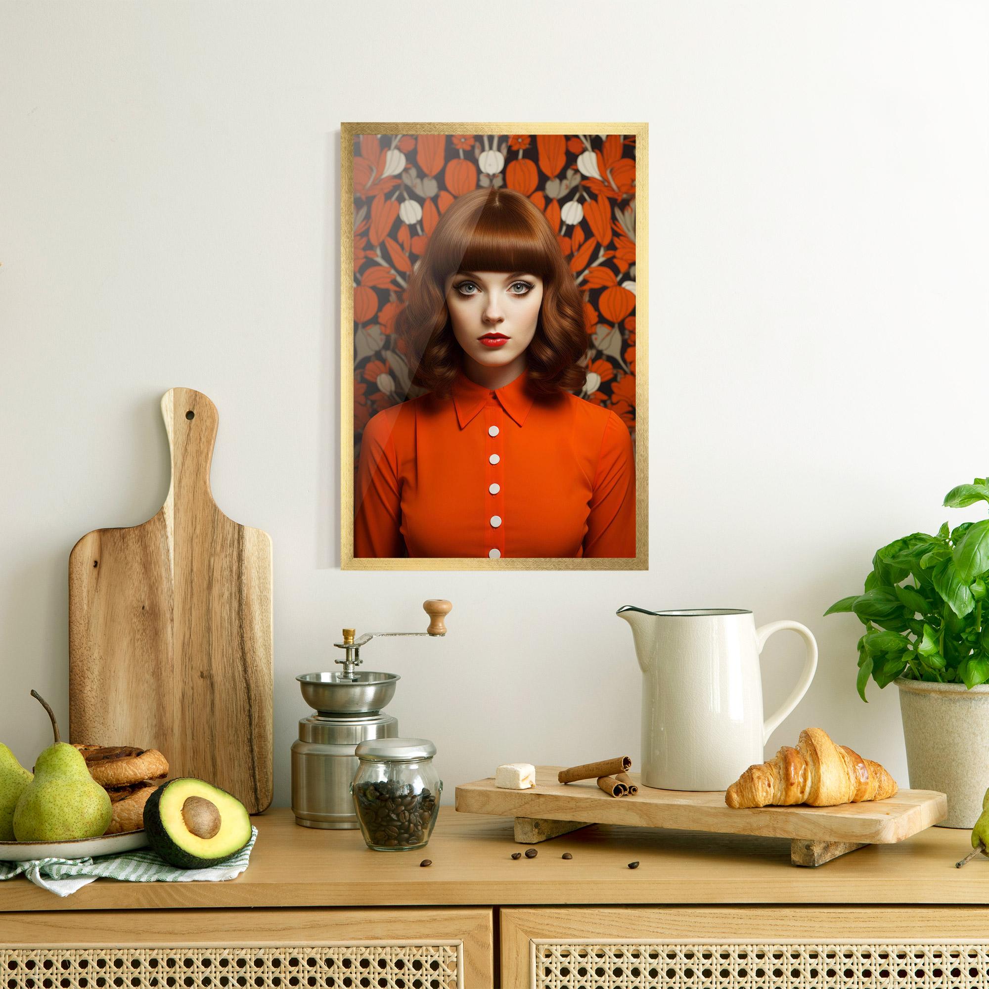 Poster Înrămat Orange Blouse Woman mockup 8