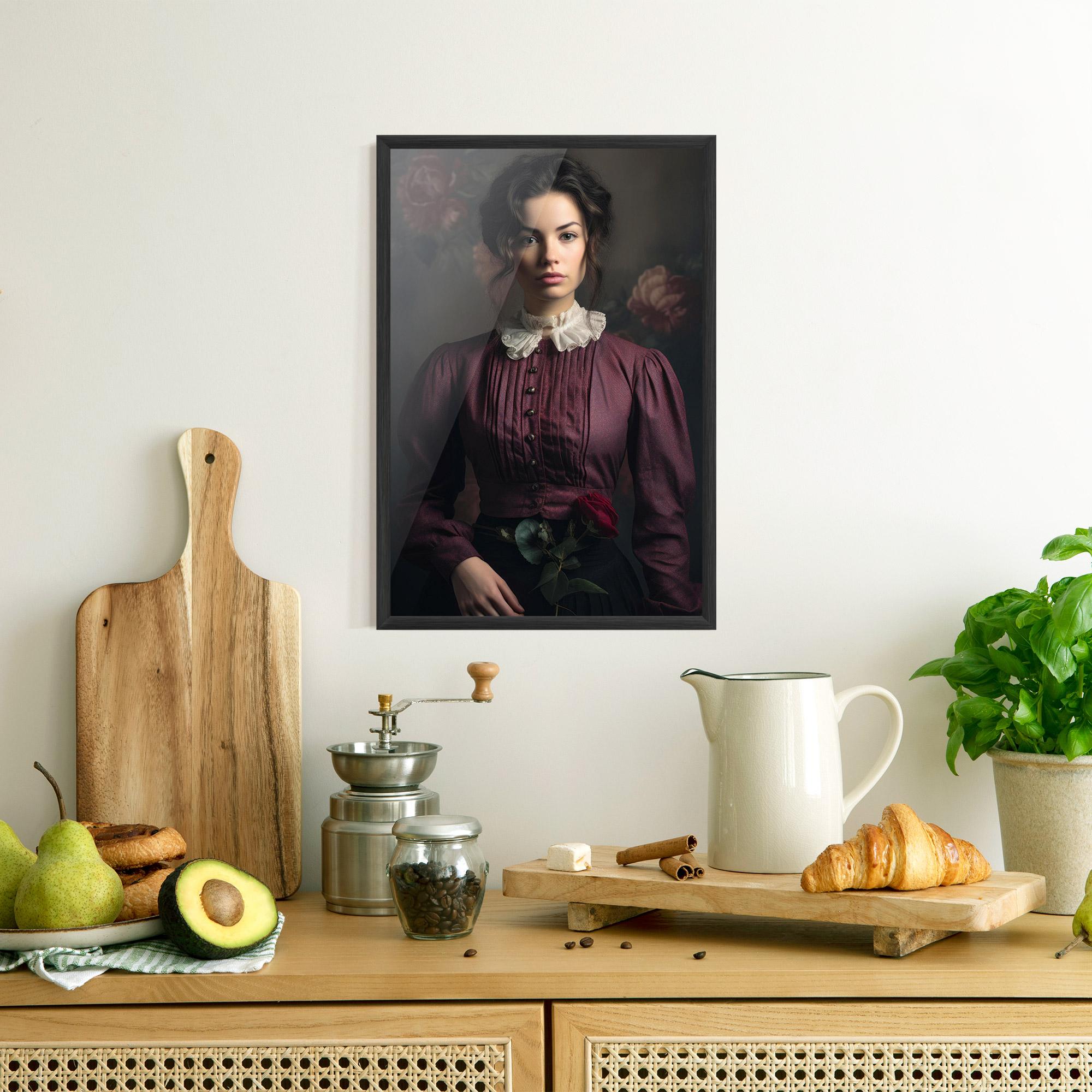 Poster Înrămat Holding Vintage Rose mockup 8