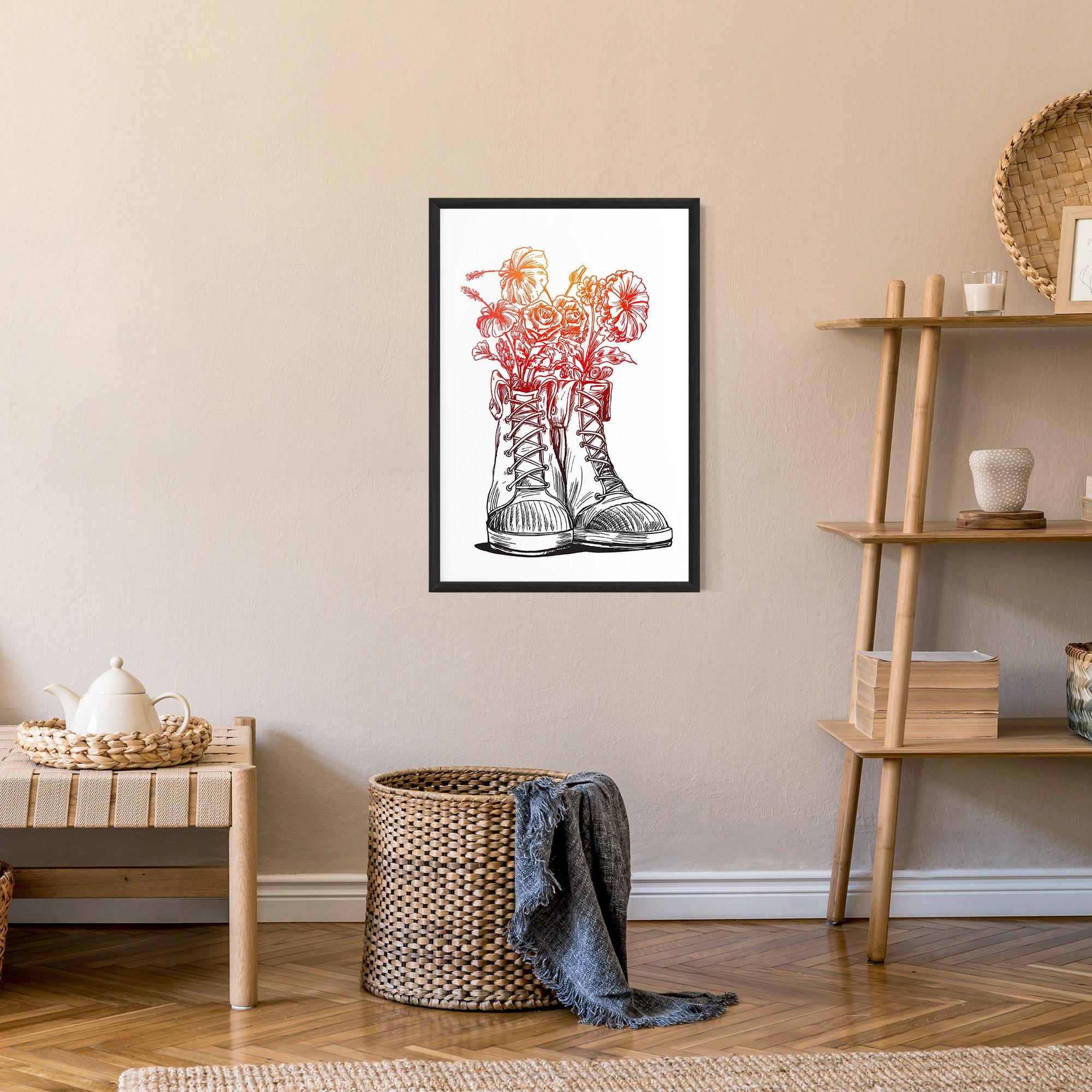 Poster Înrămat Flower In Shoes mockup 9