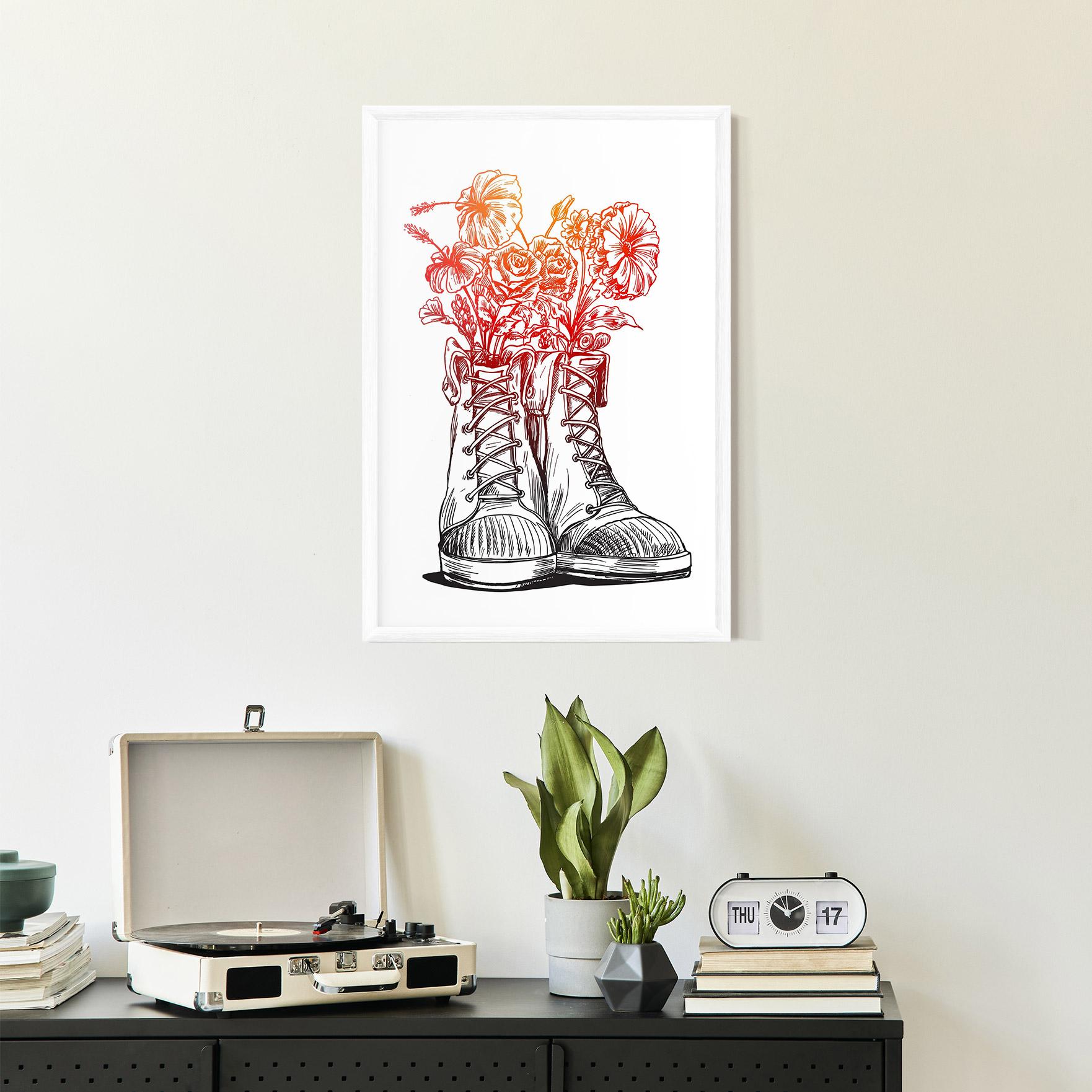 Poster Înrămat Flower In Shoes mockup 2