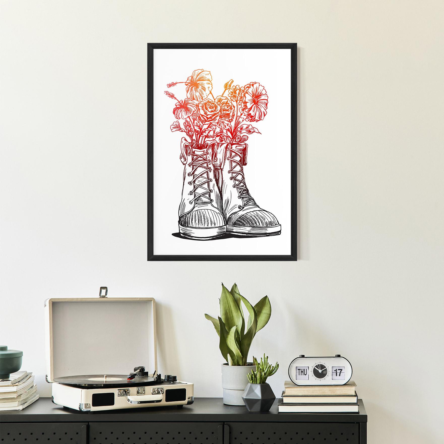 Poster Înrămat Flower In Shoes mockup 2