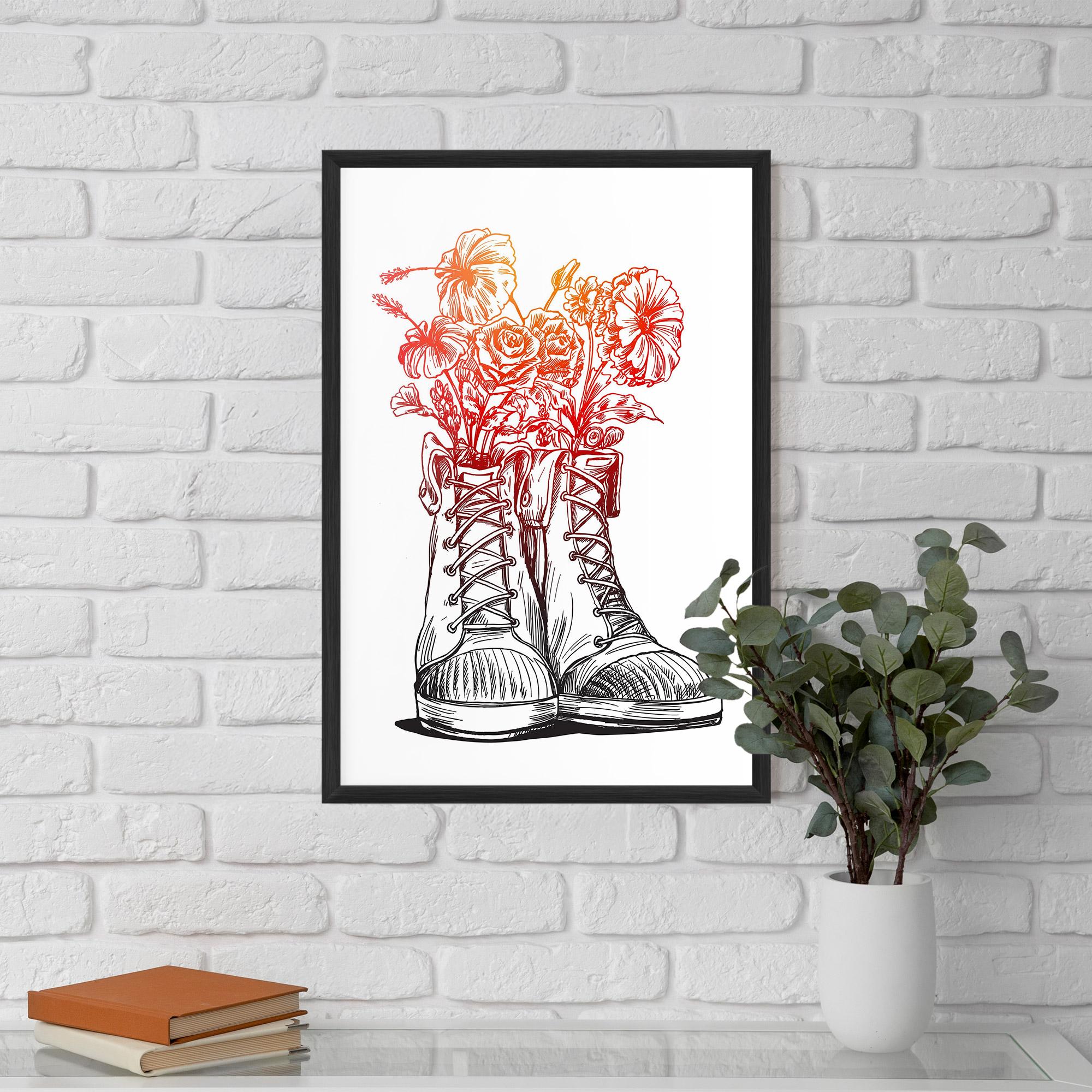 Poster Înrămat Flower In Shoes mockup 5